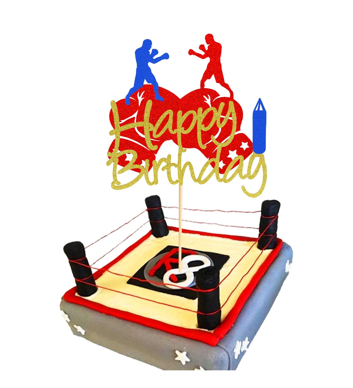 Arthsdite 1Pc Boxing Happy Birthday Cake Topper Boxing Gloves Cake Decorations Sports Birthday Theme Party Cake Decoration Supplies Boxing Cake Topper - Buy Online on SooperMarket.com