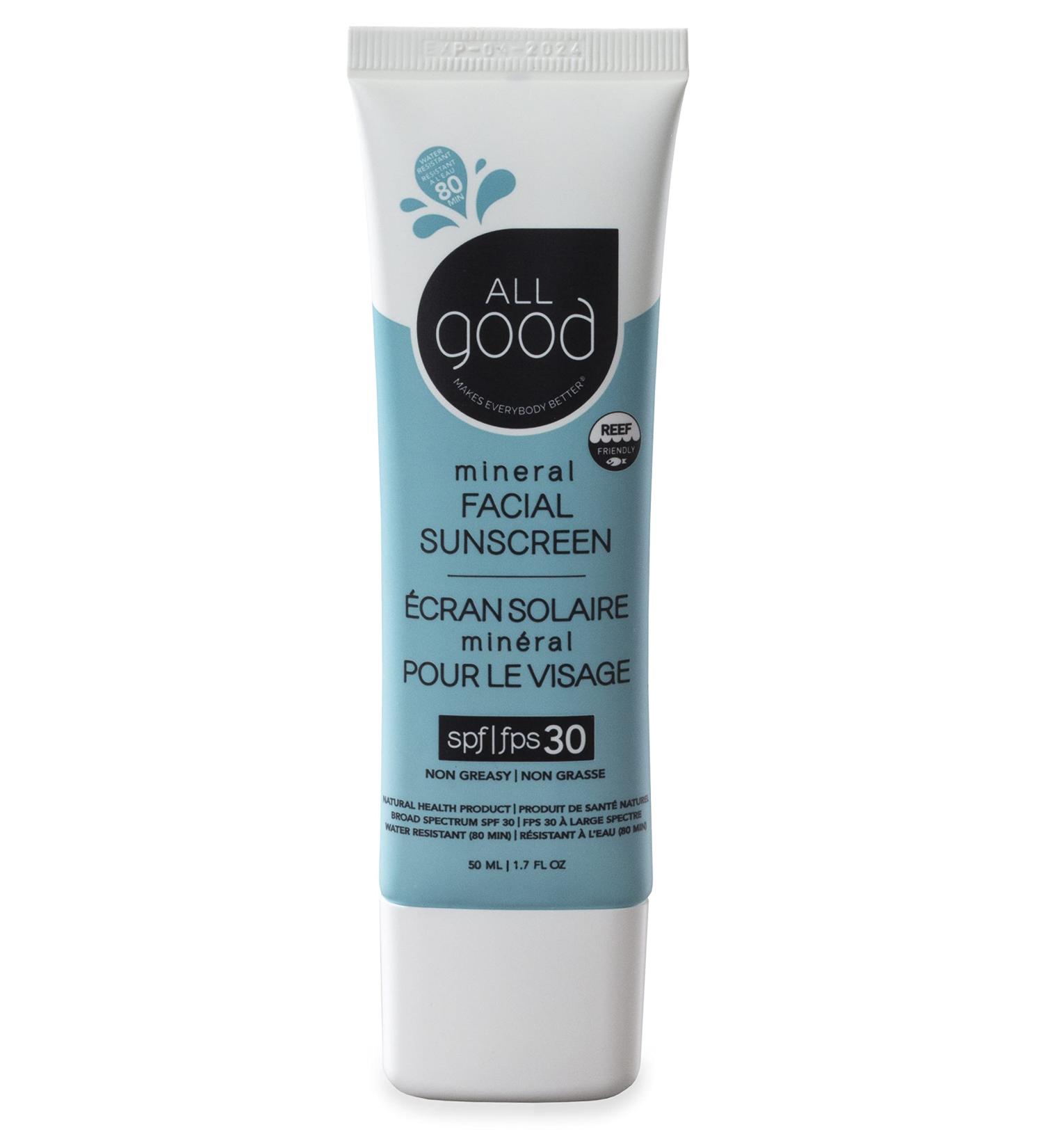 All Good Facial Mineral Sunscreen Lotion SPF 30 with Nourishing Botanicals | Daily Moisturizer with Hyaluronic Acid, Green Tea, & Aloe | Calendula & Raspberry Seed Oil | 1.7oz (50 ML) | Free From Nasty Chemicals - Buy Online on SooperMarket.com