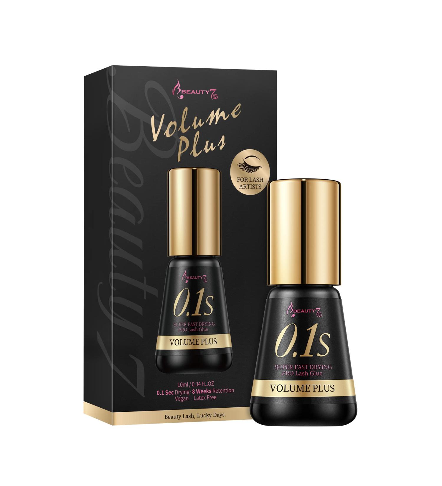 Beauty7 Volume Plus 0.1s Fast Drying Retention 8 WEEKS Eyelash Black Glue Eyelash Extension Glue Individual Lash Extensions Professionals Used Only (10ml) - Buy Online on SooperMarket.com