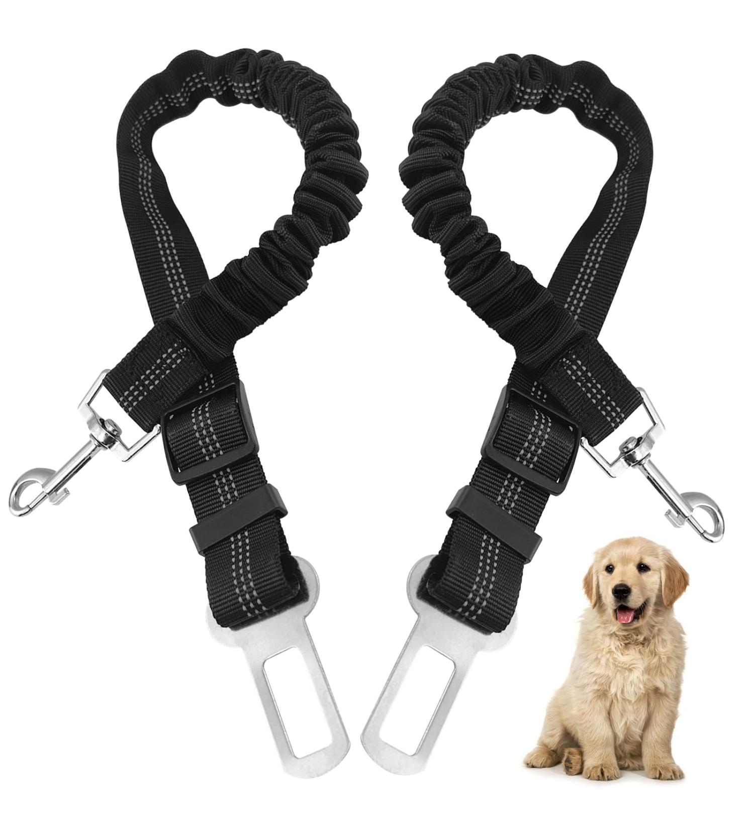 Nutabevr Adjustable Dog Car Belt - 2-Piece Safety Strap with Elastic Jerk Damping & Strong Carabiner - Perfect for Dogs & Cats - Buy Online on SooperMarket.com