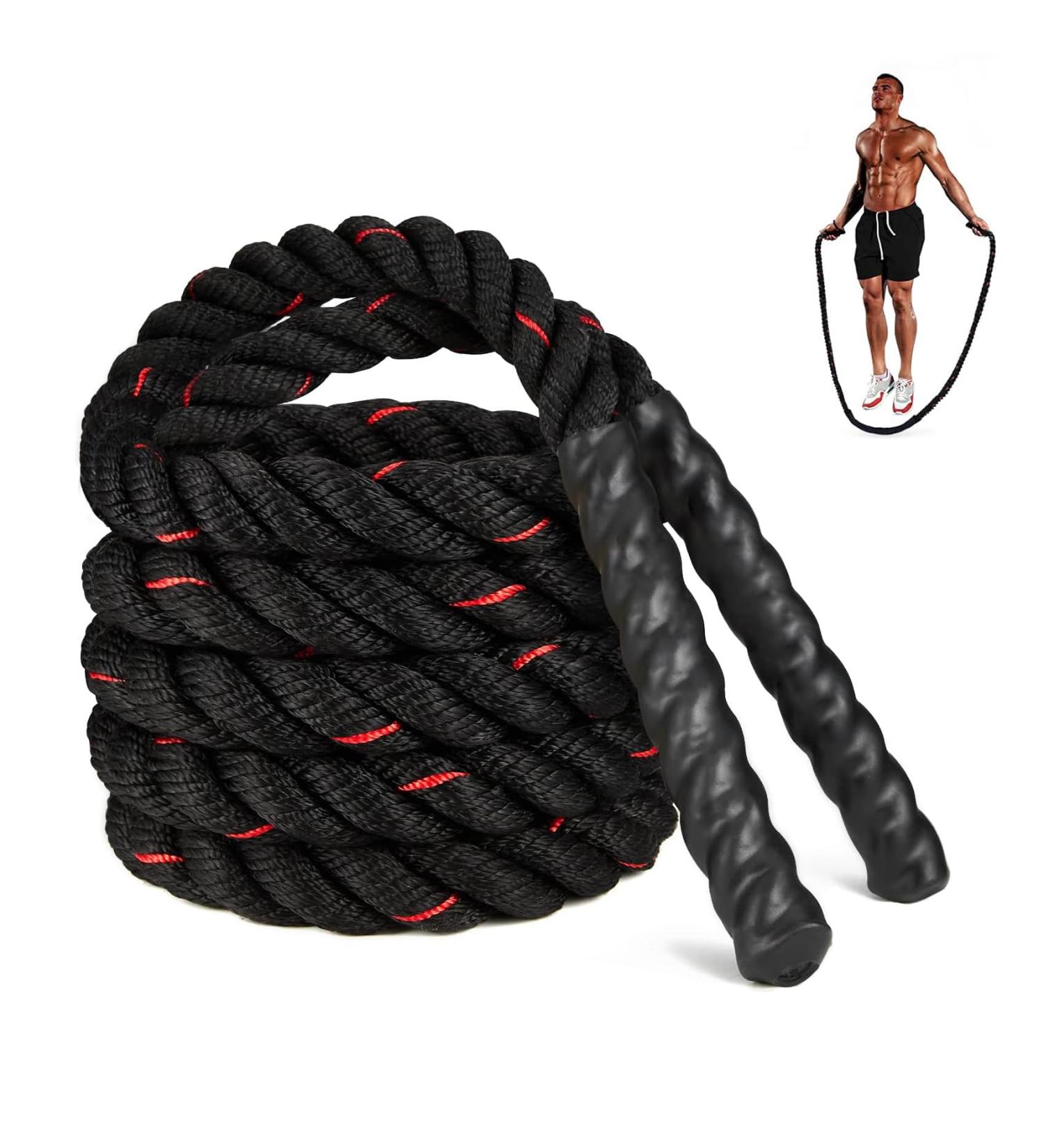 Weighted Jump Rope - 1.3 kg Spring Rope for Men & Women | Heavy Jumping Rope for Home Training & Muscle Building - Buy Online on SooperMarket.com