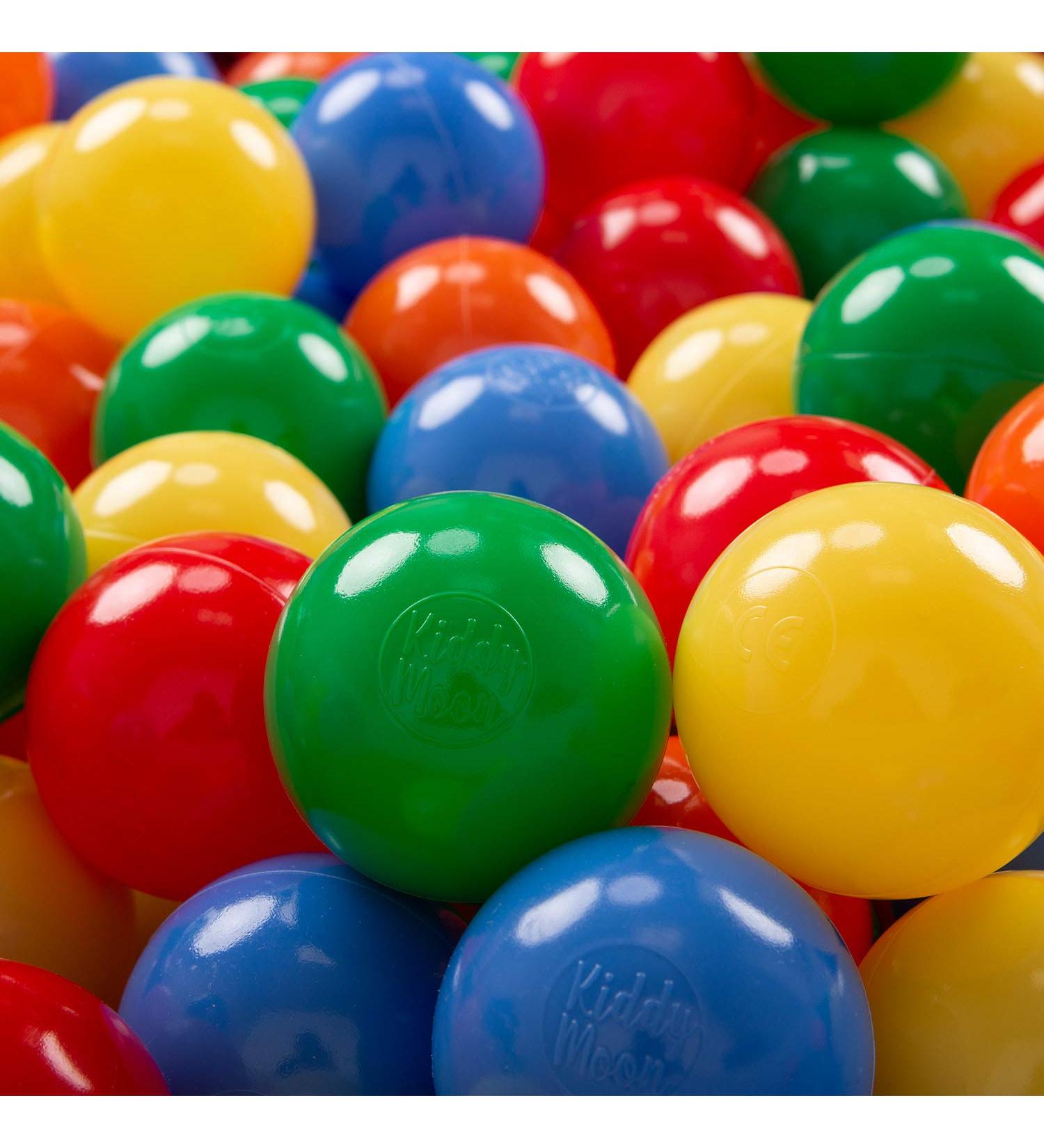Kiddymoon 7cm Baby Game Balls - Colorful Plastic Balls for Ball Pit - 300 Count - Yellow Green Blue Red Orange - Perfect for Kids Fun & Play - Buy Online on SooperMarket.com