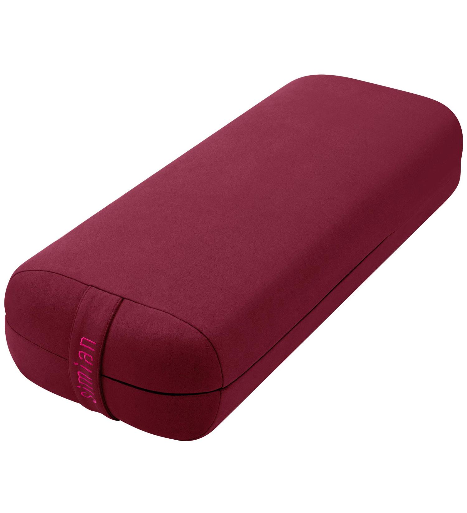Premium Simian Yoga Bolster Pillow - Supportive Rectangular Cushion with Velvet Cover - Washable & Skin-Friendly - Ideal for Restorative & Yin Yoga - Burgundy - Buy Online on SooperMarket.com