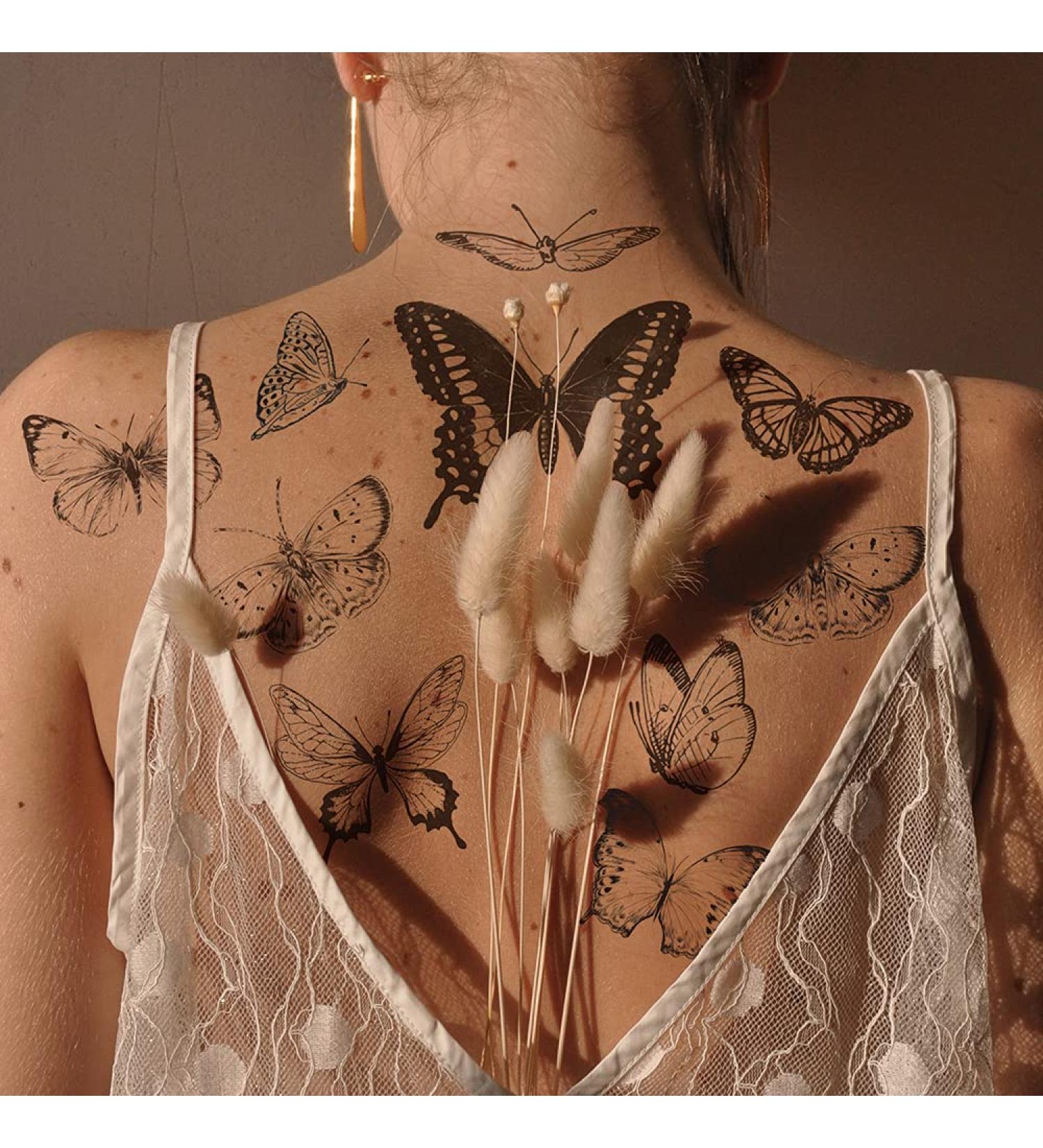 Realistic Black Butterfly Temporary Tattoo Stickers - Waterproof Fake Tattoos for Women | Party Favors & Themed Decor - Buy Online on SooperMarket.com