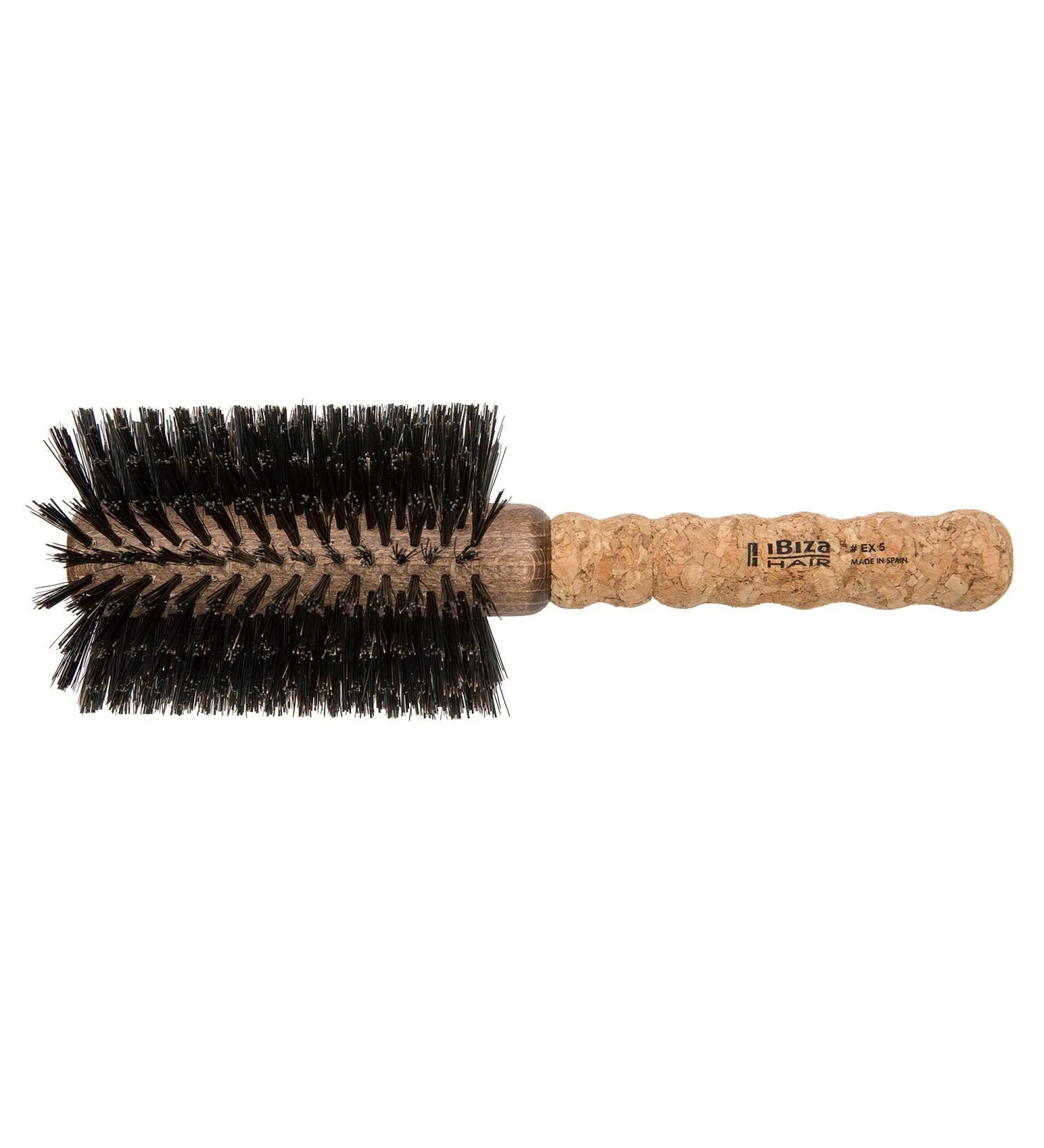 Ibiza Hair Professional Round Boar Hair Brush - Lightweight Cork Handle, Reinforced Bristles - Adds Texture & Shine for Medium to Long Hair - Buy Online on SooperMarket.com