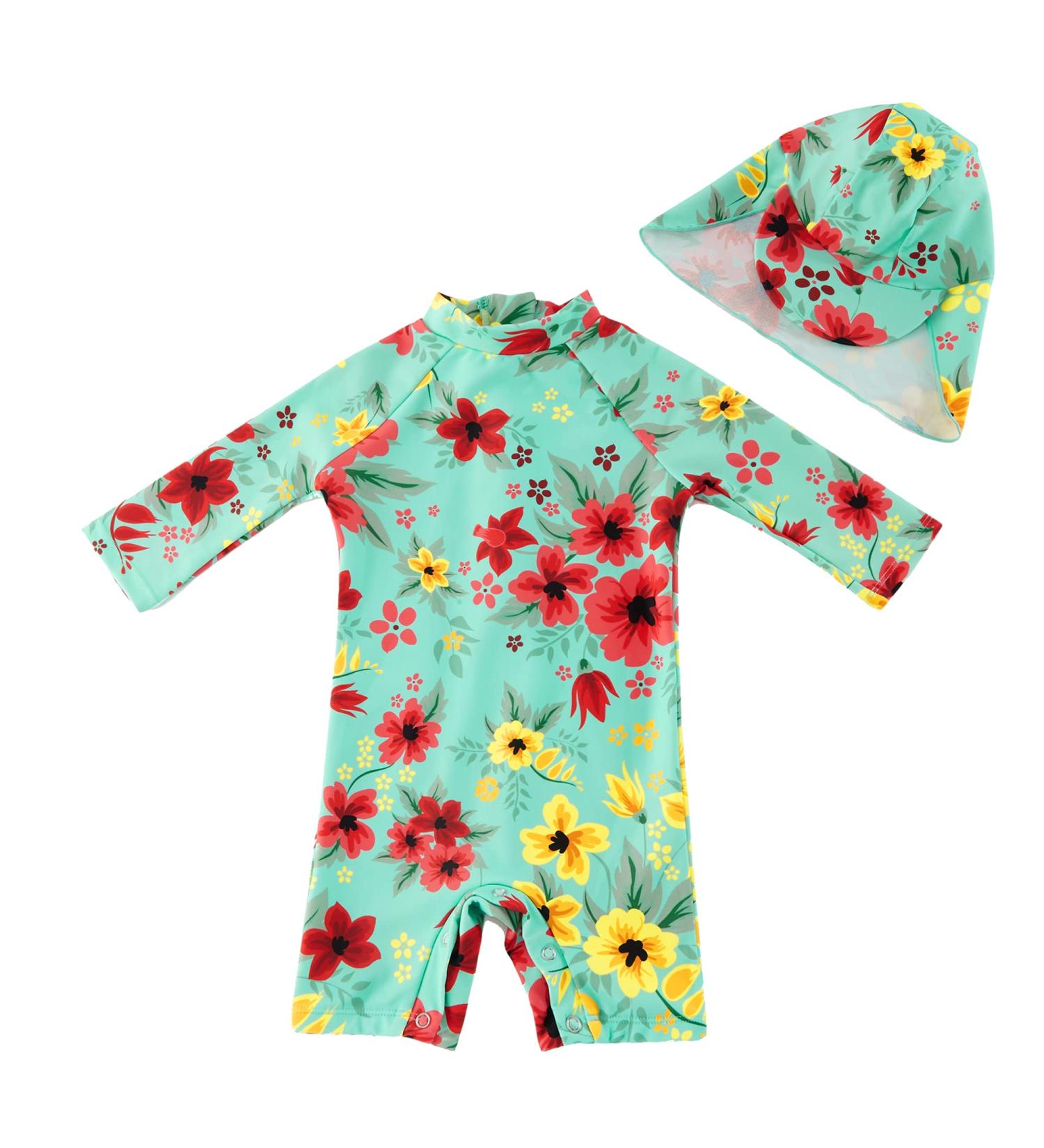 UPF 50+ Sun Protection Baby Boy/Girl Zipper Swimwear | Snap Bottom One Piece Swimsuit | Light Green 12-18 Months - Buy Online on SooperMarket.com