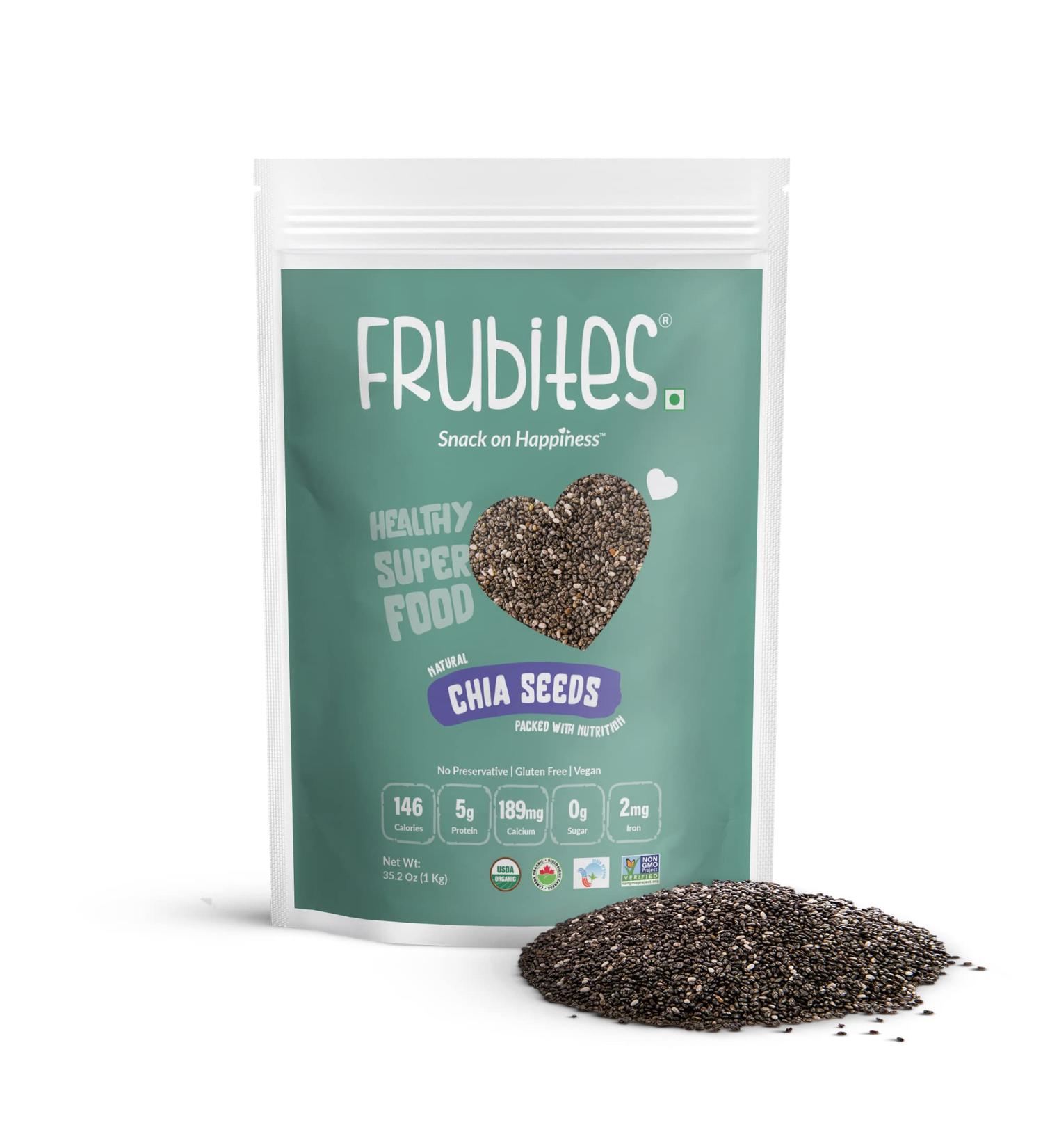 Frubites Organic Chia Seeds - Superfood with Omega-3 | Non-GMO, Gluten-Free, Vegan, Keto & Paleo Friendly - 35.3 Oz (2.2 lb | 1 kg) - Buy Online on SooperMarket.com
