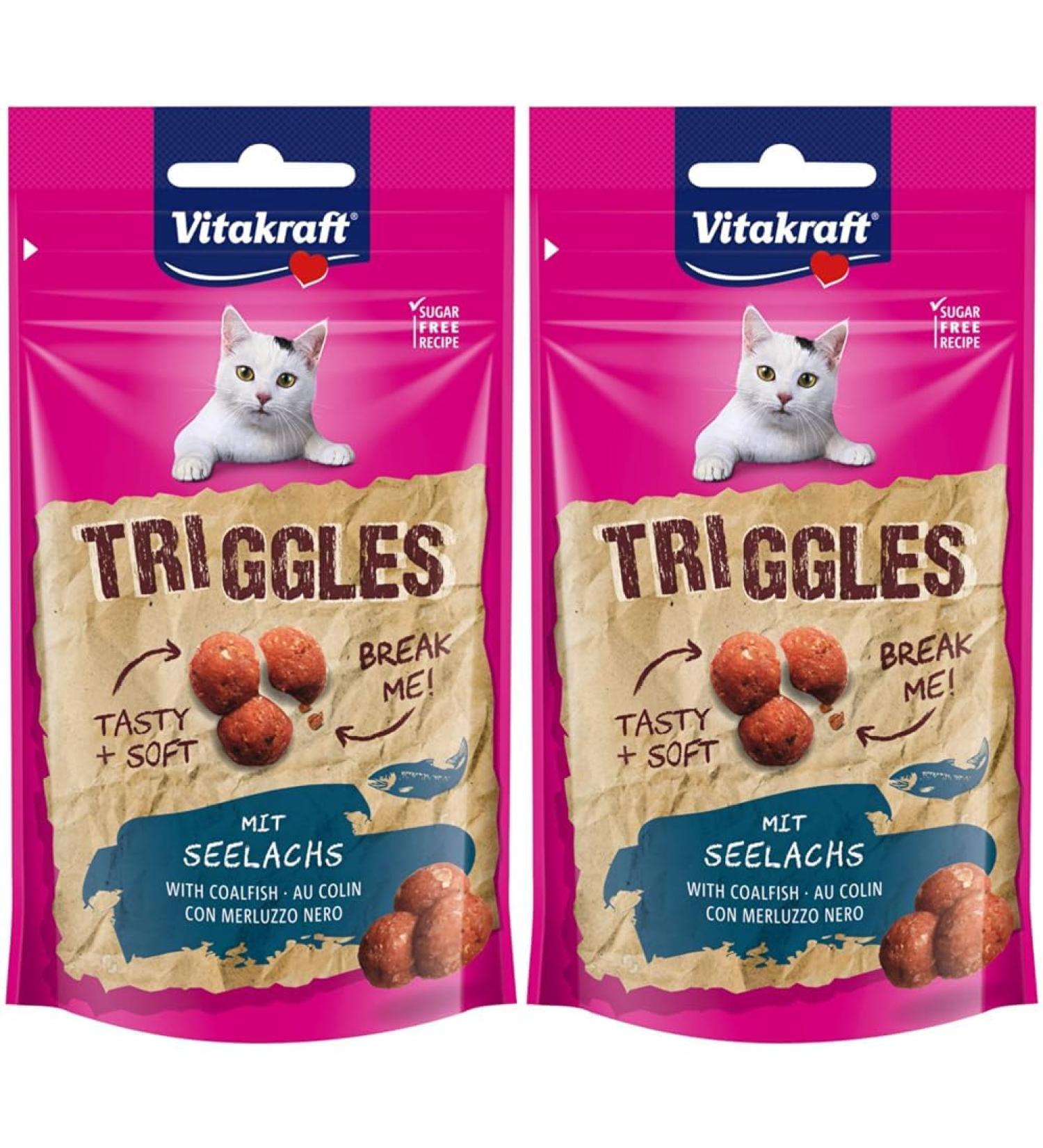 Vita Power Triggles Cat Snacks - Sugar-Free Portionable Treats for Training & Rewards (2 Pack 40g) - Buy Online on SooperMarket.com