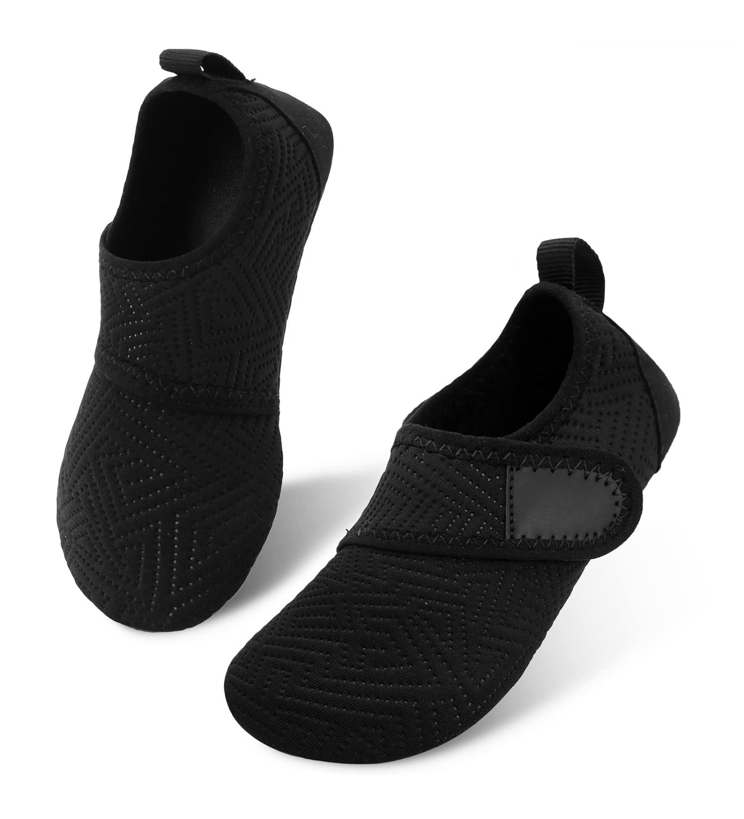 L-RUN Toddler Water Shoes | Barefoot Aqua Socks for Beach Pool Surfing | Kids Swim Shoes 9.5-10 Toddler | Strip Black - Buy Online on SooperMarket.com