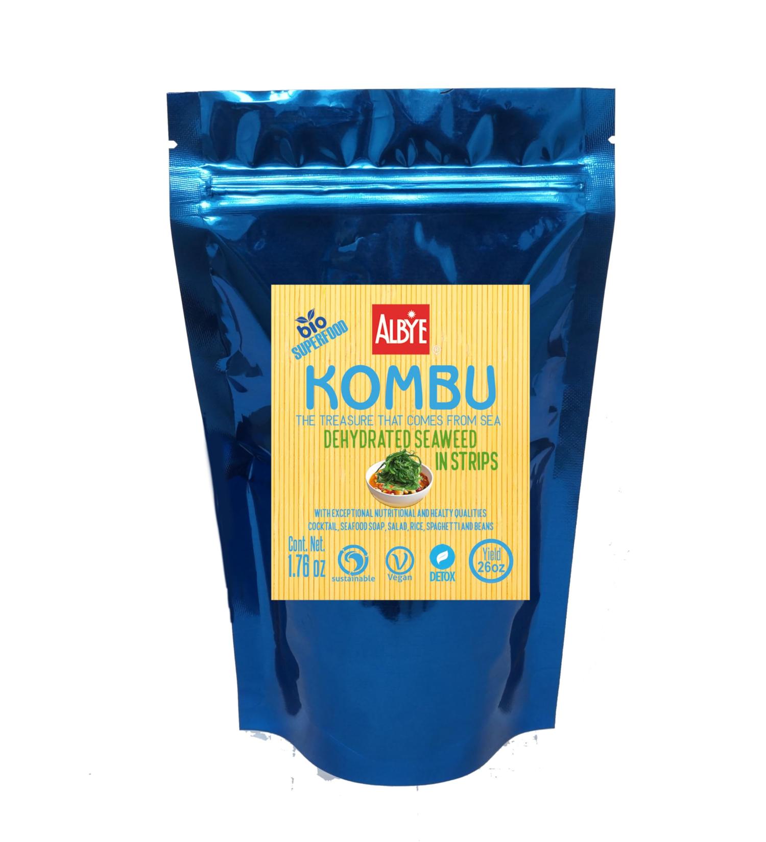 Kombu Seaweed Dehydrated in Strips Bag with 1.8oz/50g Grows at 27oz/750g Vegan. The Treasure That Comes from The Sea!. - Buy Online on SooperMarket.com