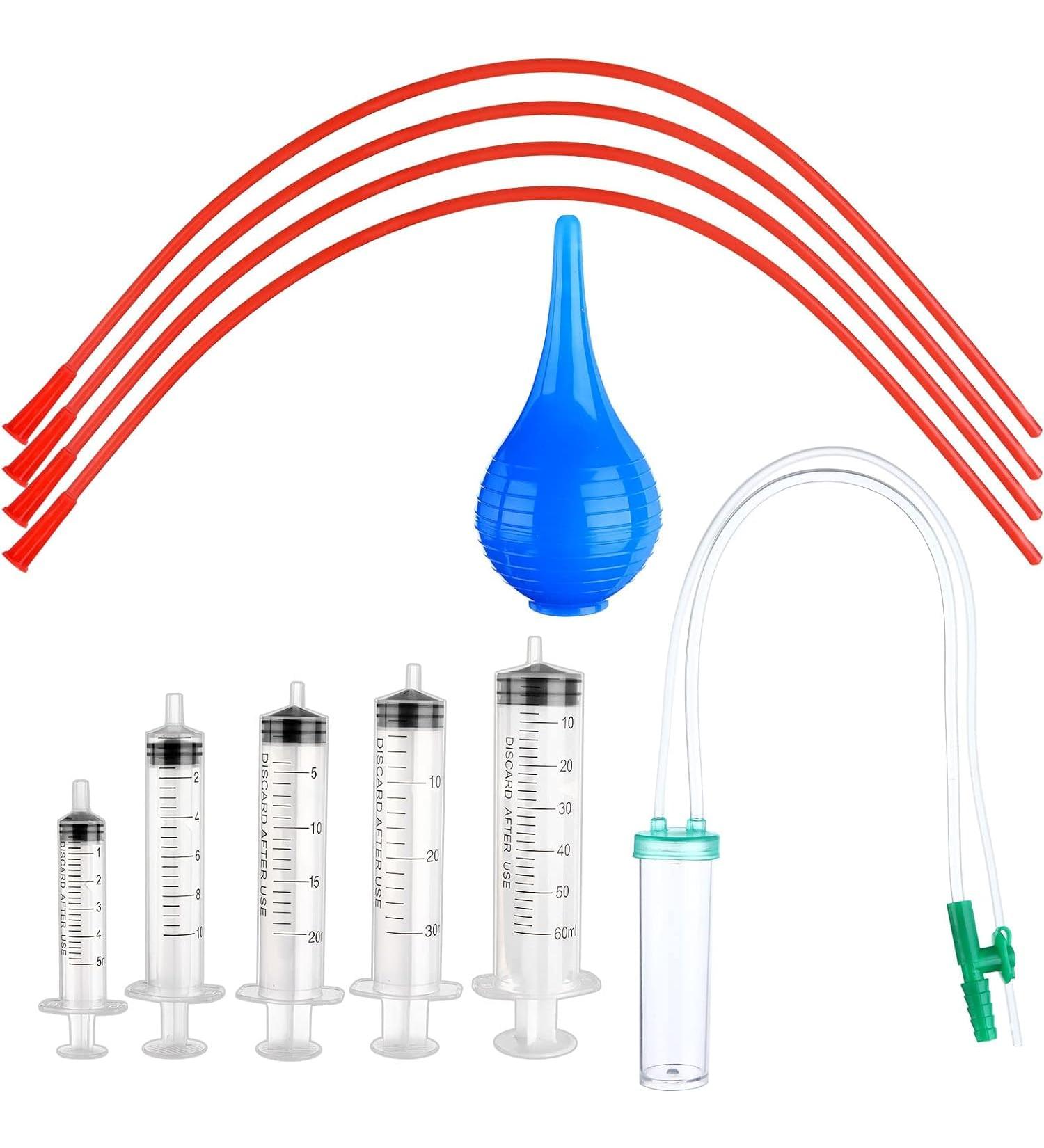Puppy Kitten Feeding Tube Kit Includes 5 Pcs Kitten Feeding 5 ML 10 ML 20 ML 30 ML 60 ML 4 Pcs Red Feeding Tubes 1Pcs Rubber Suction Device and Air Blowing for Newborn Animals(11Pack) - Buy Online on SooperMarket.com