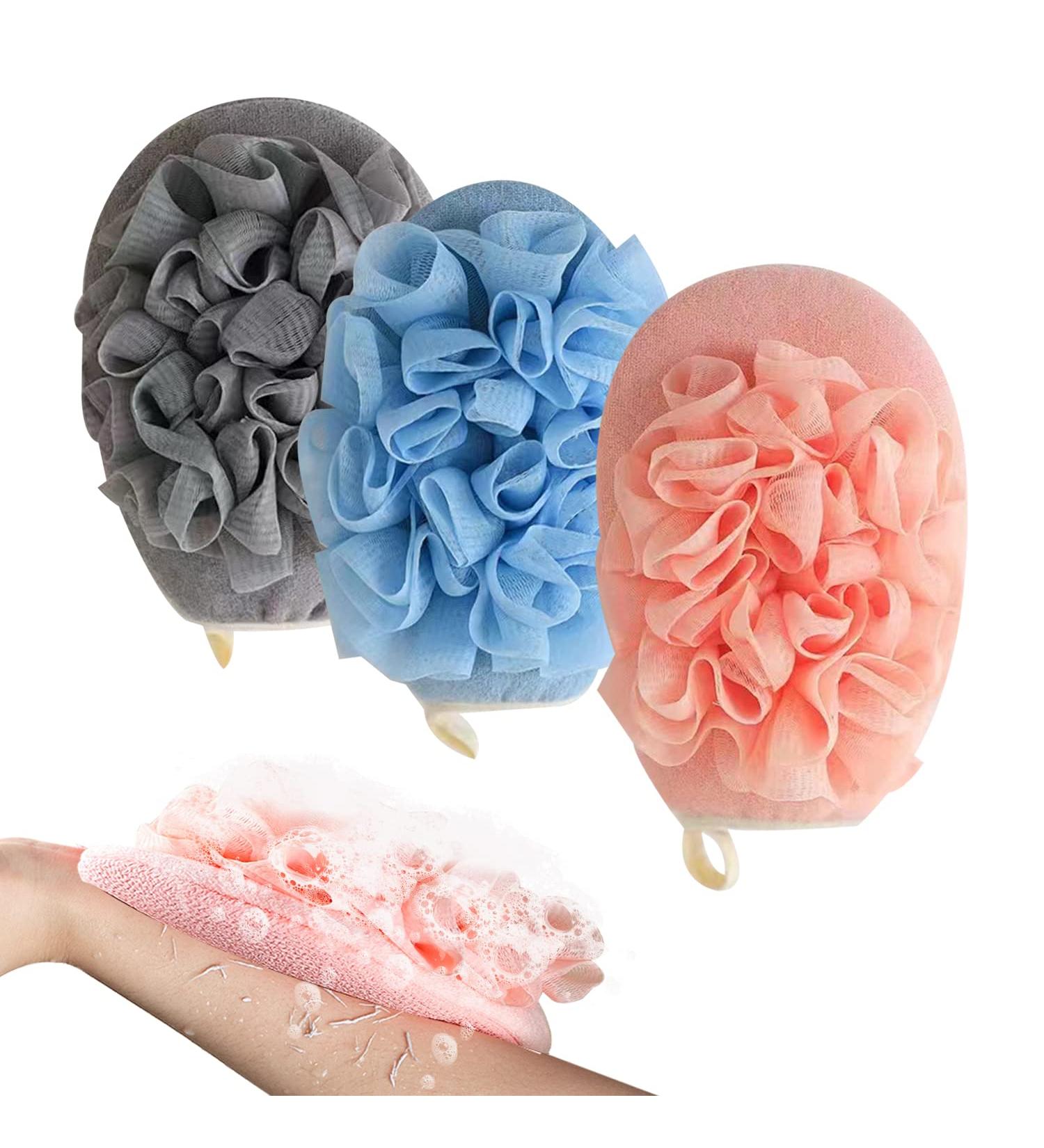 WUBAYI Double-Sided Exfoliating Glove Set with Loofah Sponge - Deep Clean Shower Mitt for Men and Women - Buy Online on SooperMarket.com