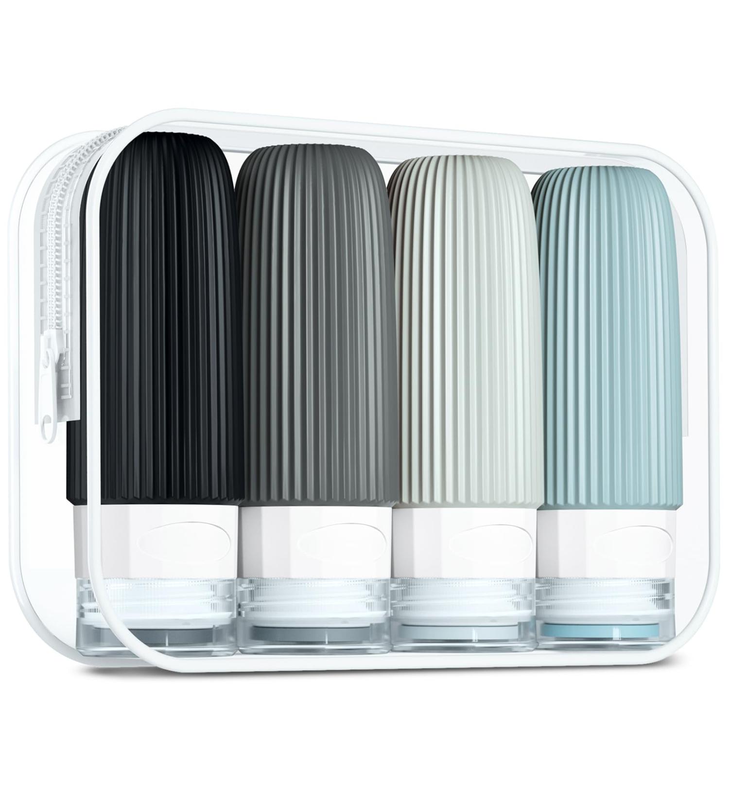 Gemice Silicone Travel Bottles Set - 60ml Leak-Proof Cosmetic Containers (4 Pack) for TSA Approved Travel - BPA-Free & FDA Approved - Gray - Buy Online on SooperMarket.com