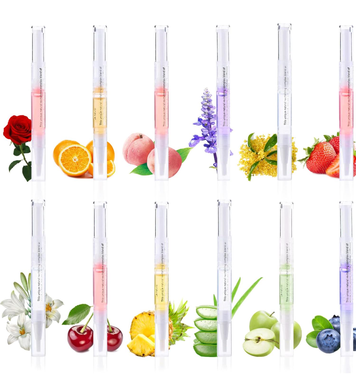 Jorun 12Pcs Cuticle Oil Pen Natural Ingredients With Soft Brush Cuticle Oil for Nails Mixed Flavors to Prevent Cuticle Cracking and Hangnails Moisturizing Nail Oil Vegan Set of 12 - Buy Online on SooperMarket.com