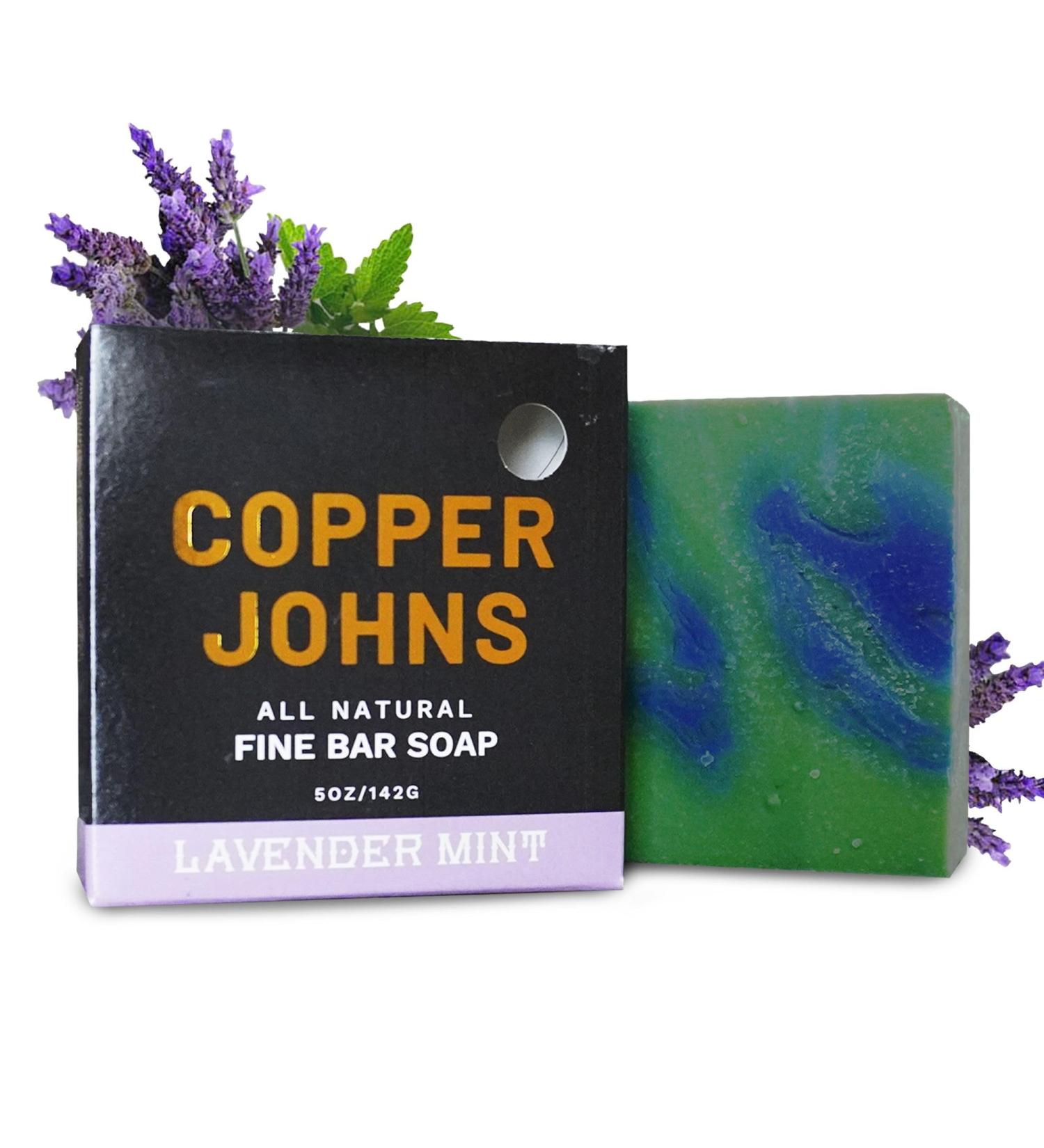 Copper Johns Lavender Mint Fine Cold Process Organic Shea Butter Soap Bar for Men with Coconut Oil Sunflower Oil and Canola Oil for Moisturizing Soft Revitalized and Refreshed Skin - Buy Online on SooperMarket.com