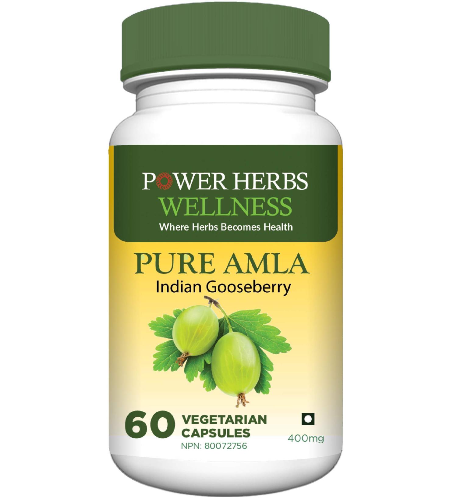 Power Herbs Pure Amla (Indian Gooseberry) 60 Veg Capsules - Buy Online on SooperMarket.com
