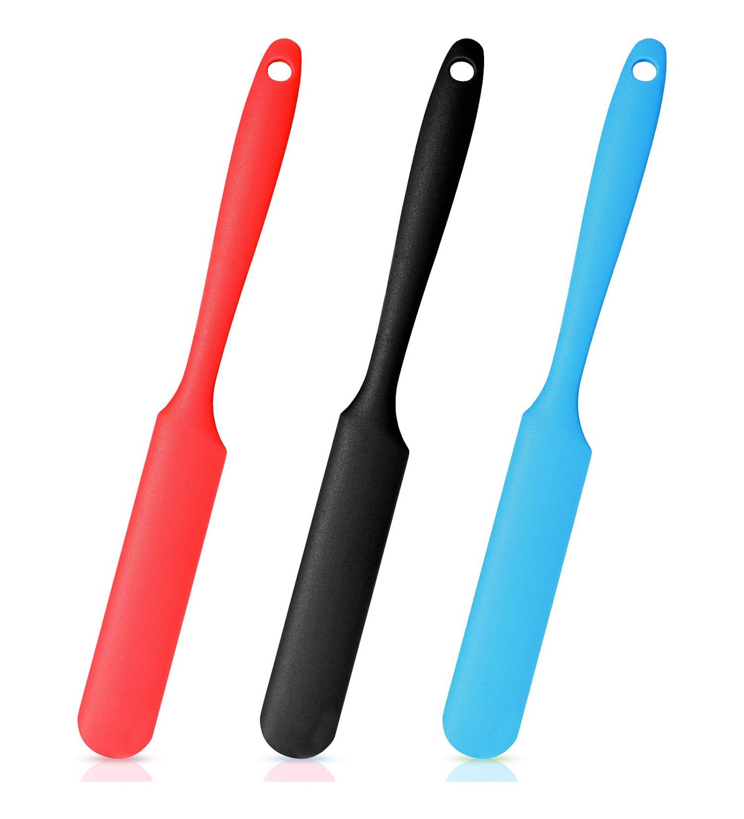 3-Piece Non-Stick Silicone Wax Spatula Set | Reusable Hair Removal Applicators in Black Red & Blue - Ideal for Home & Salon - Buy Online on SooperMarket.com