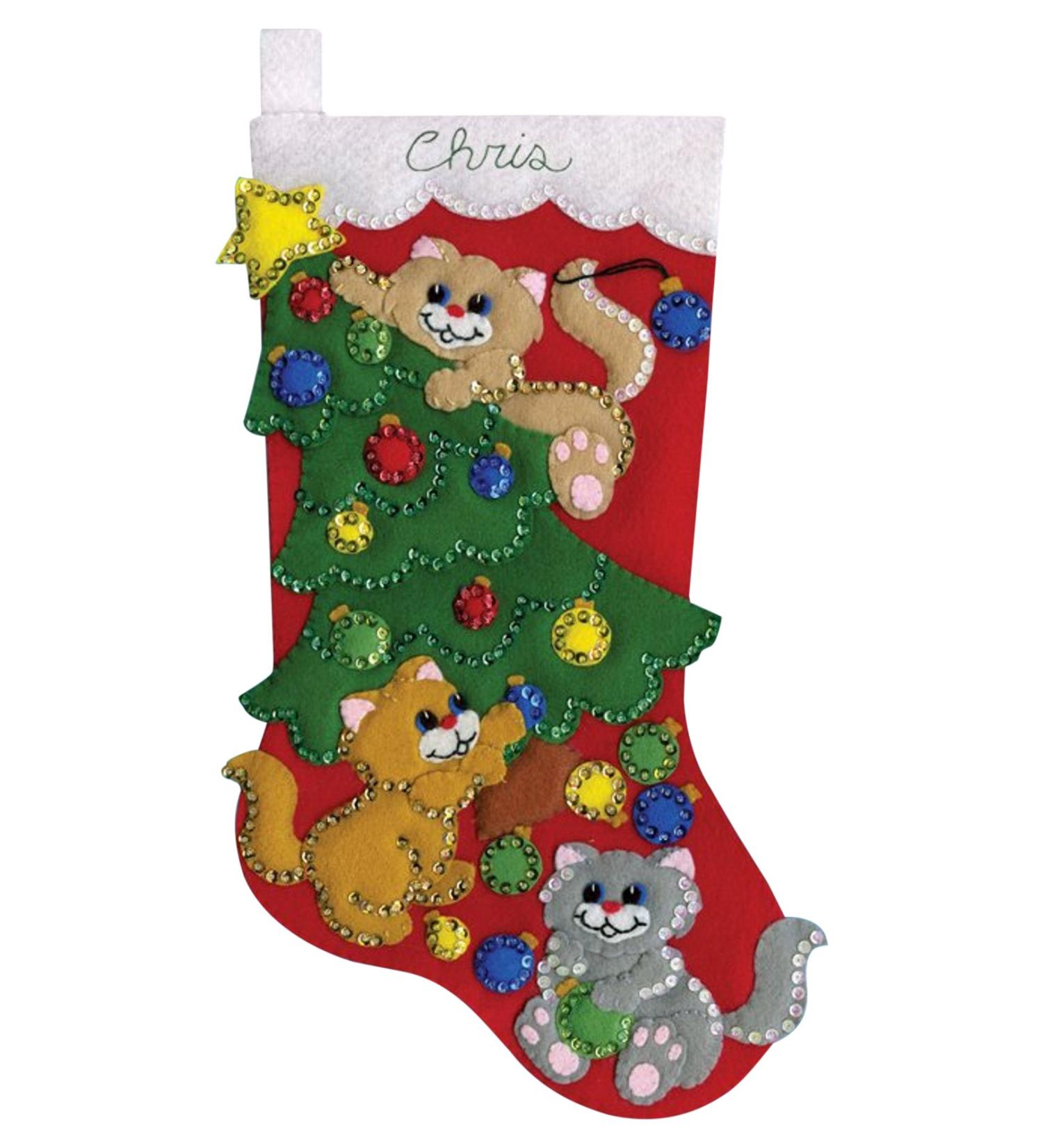 Tobin Decorating Kittens Felt Stocking Kit - Multi | Fun DIY Christmas Craft Kit - Buy Online on SooperMarket.com