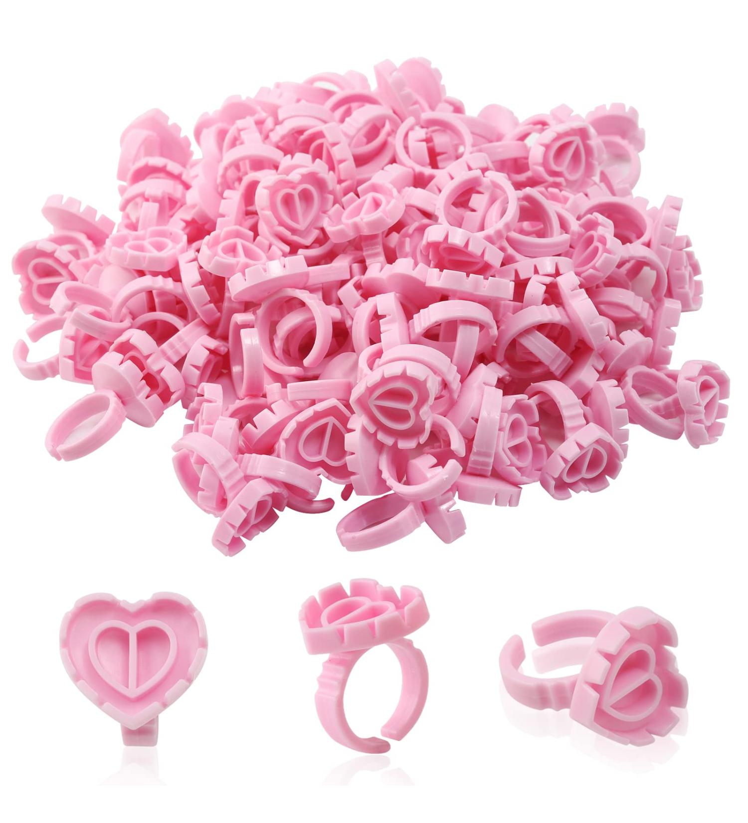 500pcs Pink Heart Shape Glue Rings for Eyelash Extensions - Disposable Smart Glue Cups by Narkysus - Buy Online on SooperMarket.com