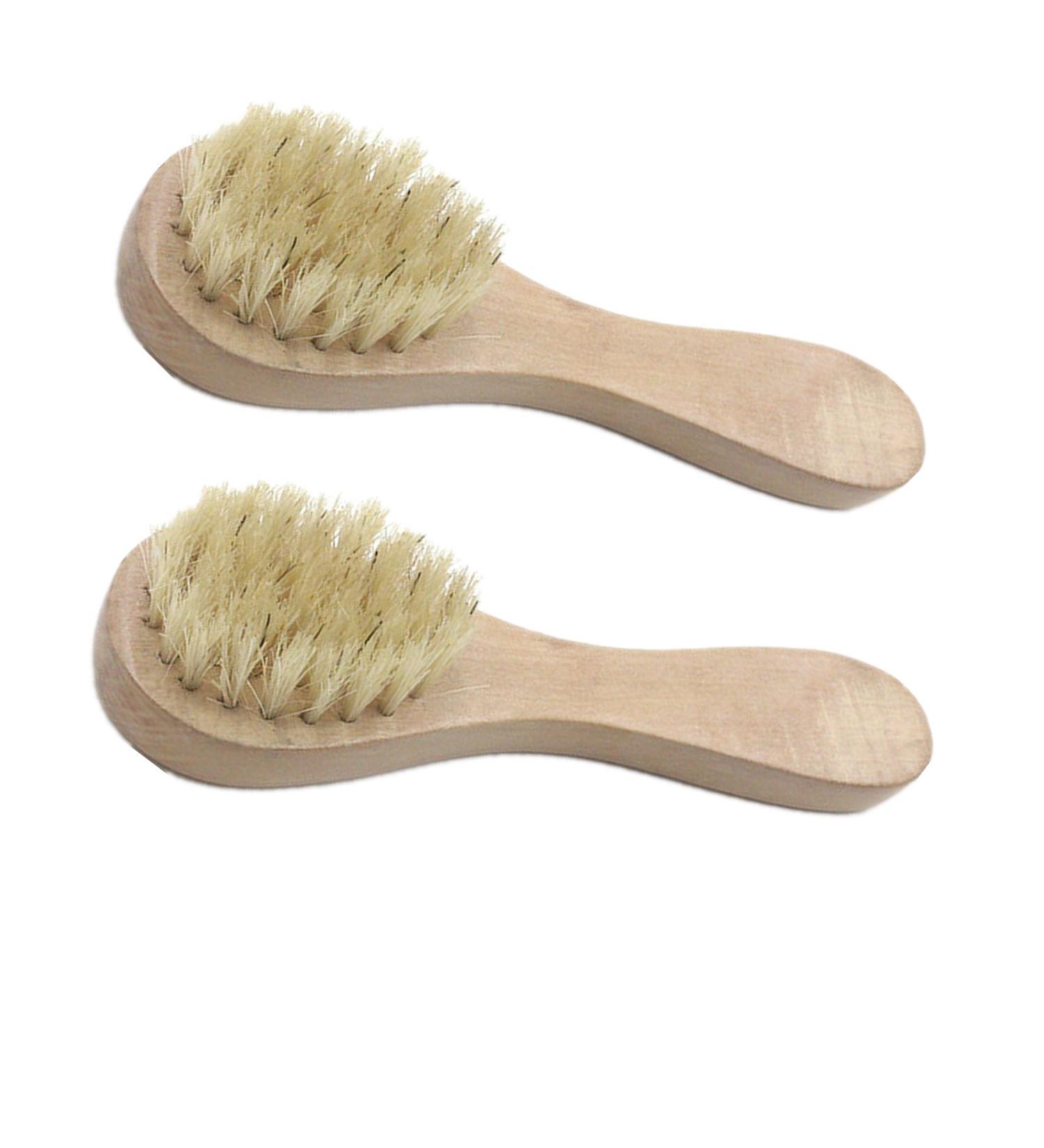 Hiibaby 2PCS Facial Cleaning Exfoliate Brush Facial Skin Care Tool Pore Cleaner Brush with High Grade wood Holder and Soft Bristle 100% Natural Bristles - Buy Online on SooperMarket.com