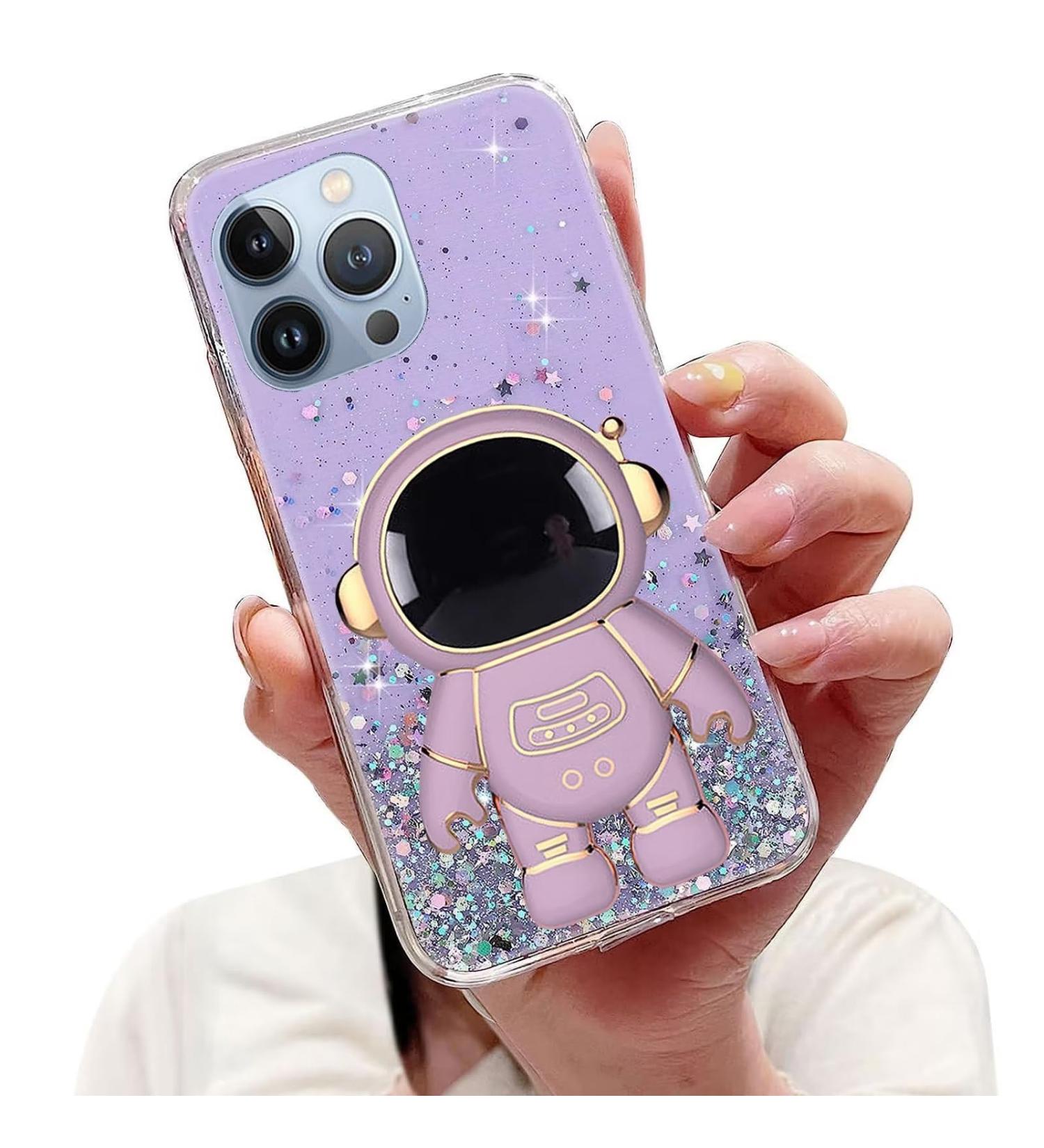 Buy Tivenfezk Nadoli for iPhone 14 Pro Max - Astronaut Hidden Stand Shell Glitter Soft Silicone Bling Case Purple Transparent Protective Cover - Buy Online on SooperMarket.com