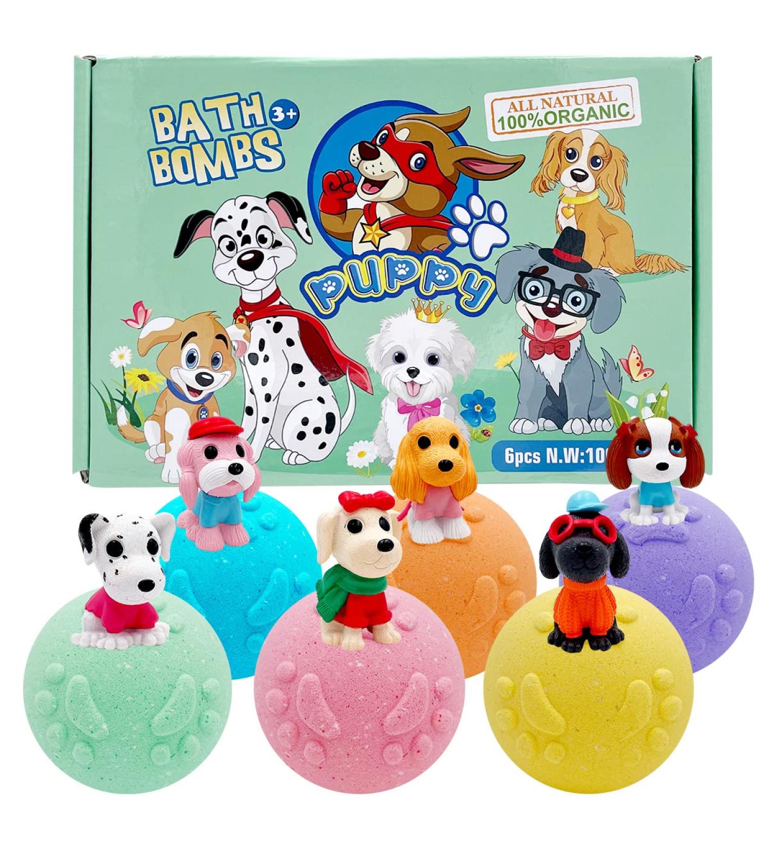 6PK XXL Kids Bath Bombs with Puppy Toys - Natural Handmade Surprise for Toddlers - Buy Online on SooperMarket.com