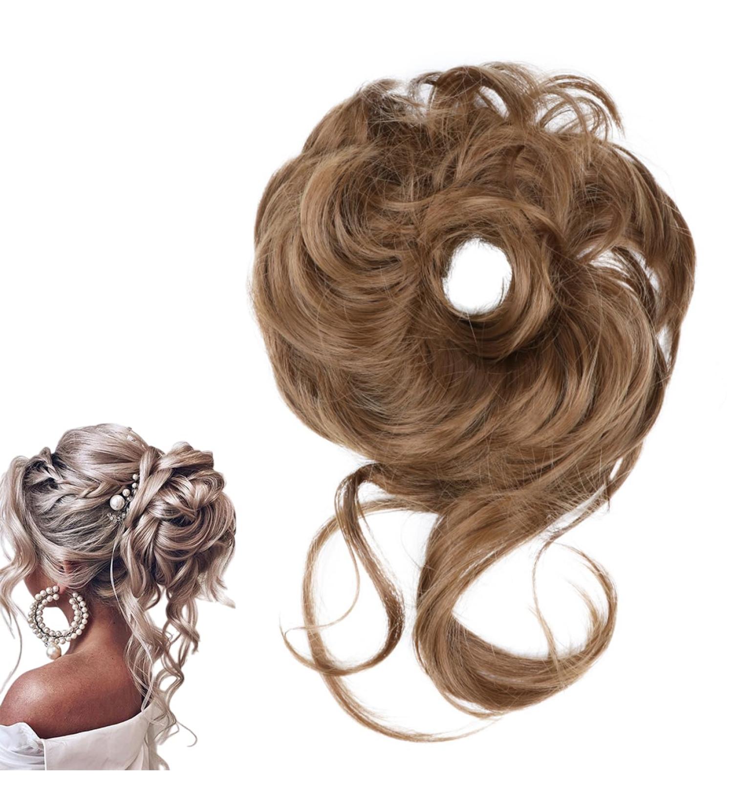 Prinfantasy Dirty Blonde Messy Bun Hair Piece | High Heat Resistant Synthetic Updo Scrunchie for Women | Ponytail Extension Curly Fake Hair Buns - GBFQ007 - Buy Online on SooperMarket.com