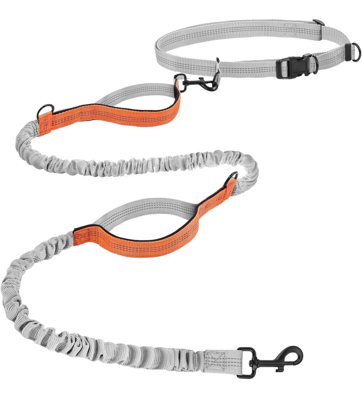Hurluksi Dog Waist Lead - Hands-Free Heavy Duty Running Belt Leash with Bungee Retractable Design and Sponge Handle (Orange) - Buy Online on SooperMarket.com