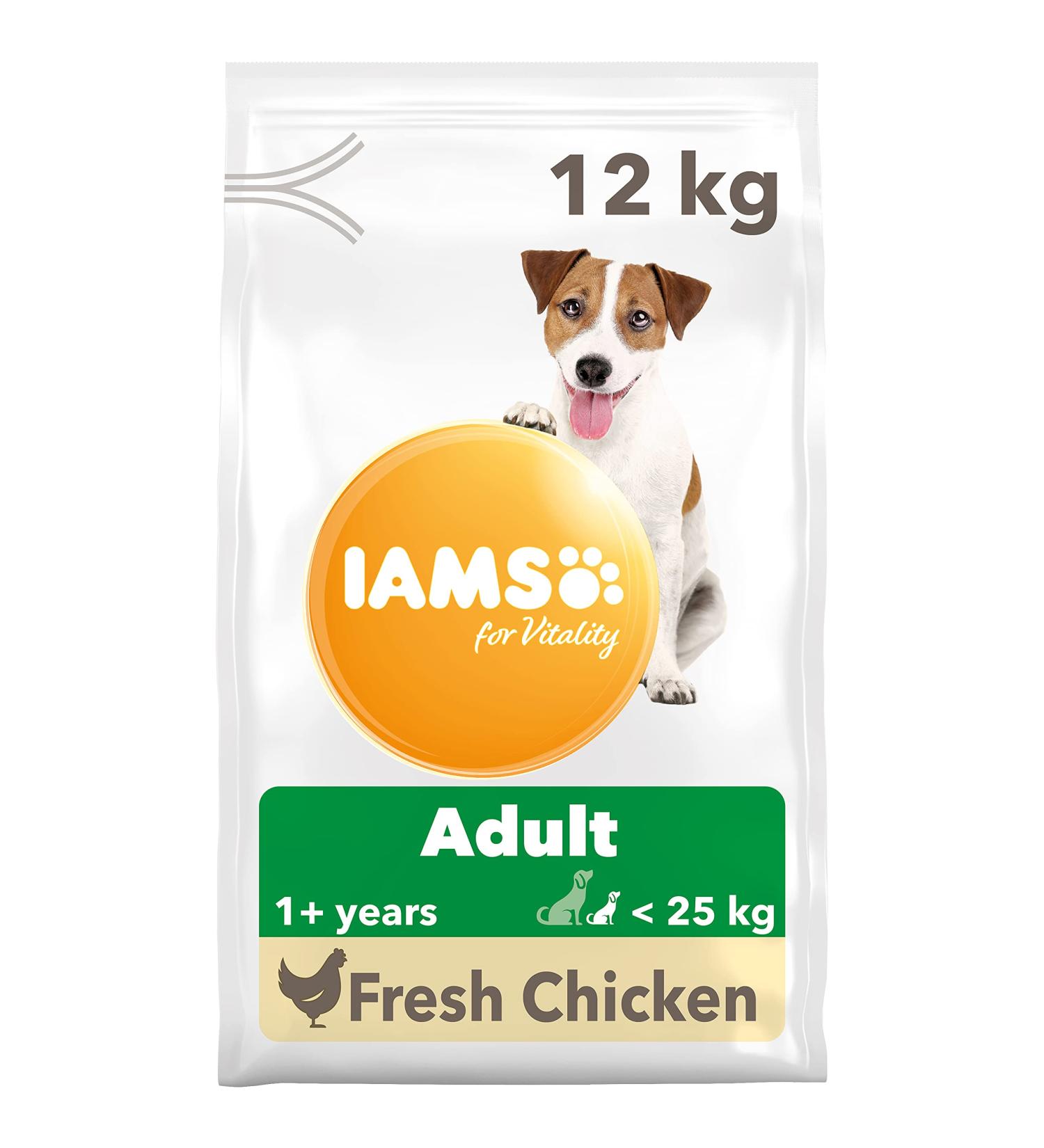 IAMS Complete Dry Dog Food for Adult 1+ Small and Medium Breeds with Chicken 12 kg Chicken 12 kg (Pack of 1) - Buy Online on SooperMarket.com