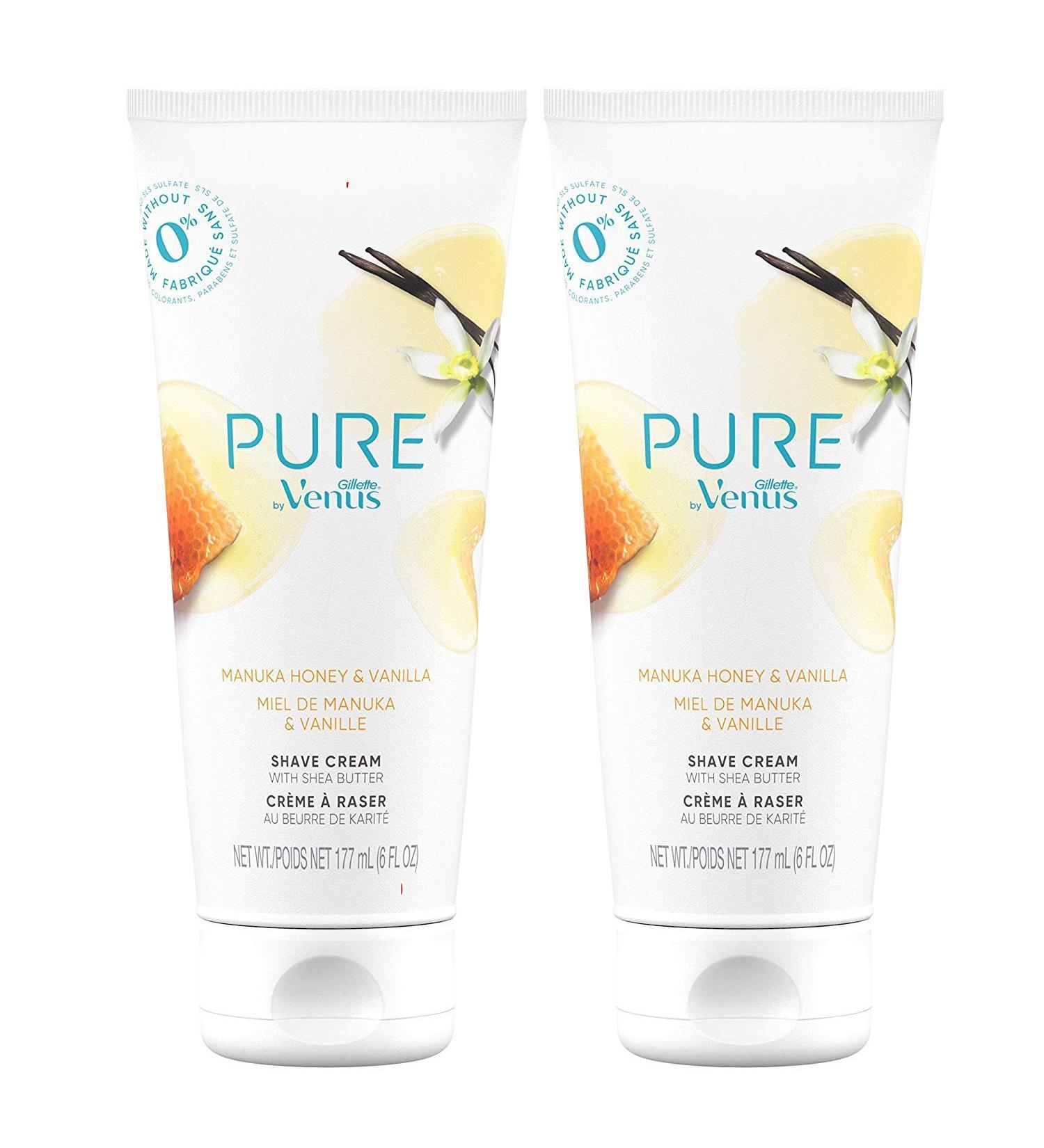 Pure by Gillette Venus Manuka Honey & Vanilla Shaving Cream 6oz - Pack of 2 - Buy Online on SooperMarket.com
