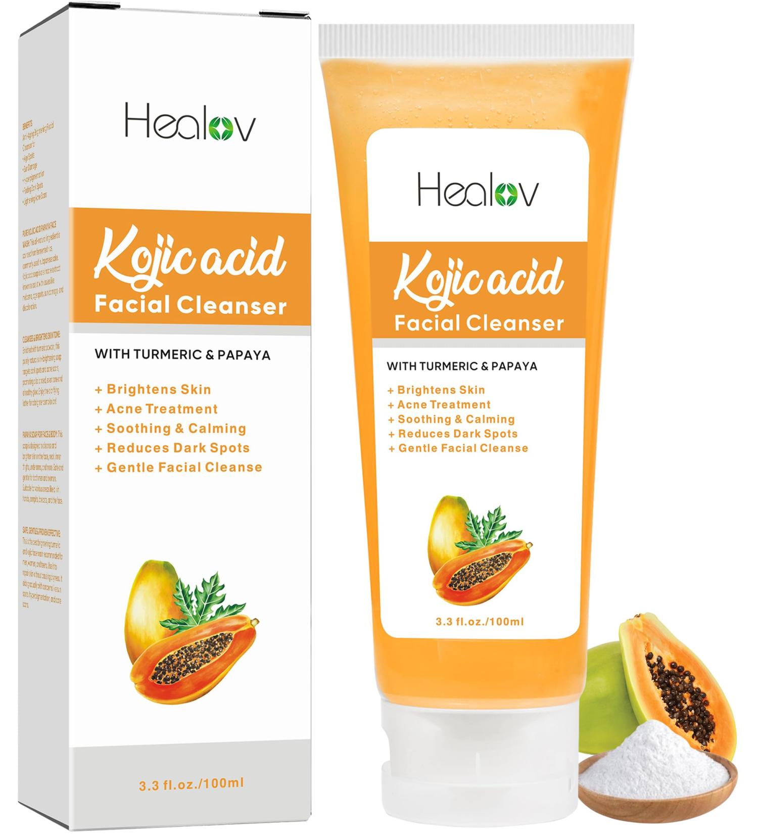 Kojic Acid Soap for Hyperpigmentation - Skin Brightening Papaya Wash - Dark Spot Remover for Acne Scars & Even Skin Tone - Turmeric Cleanser for Glowing Skin - Buy Online on SooperMarket.com