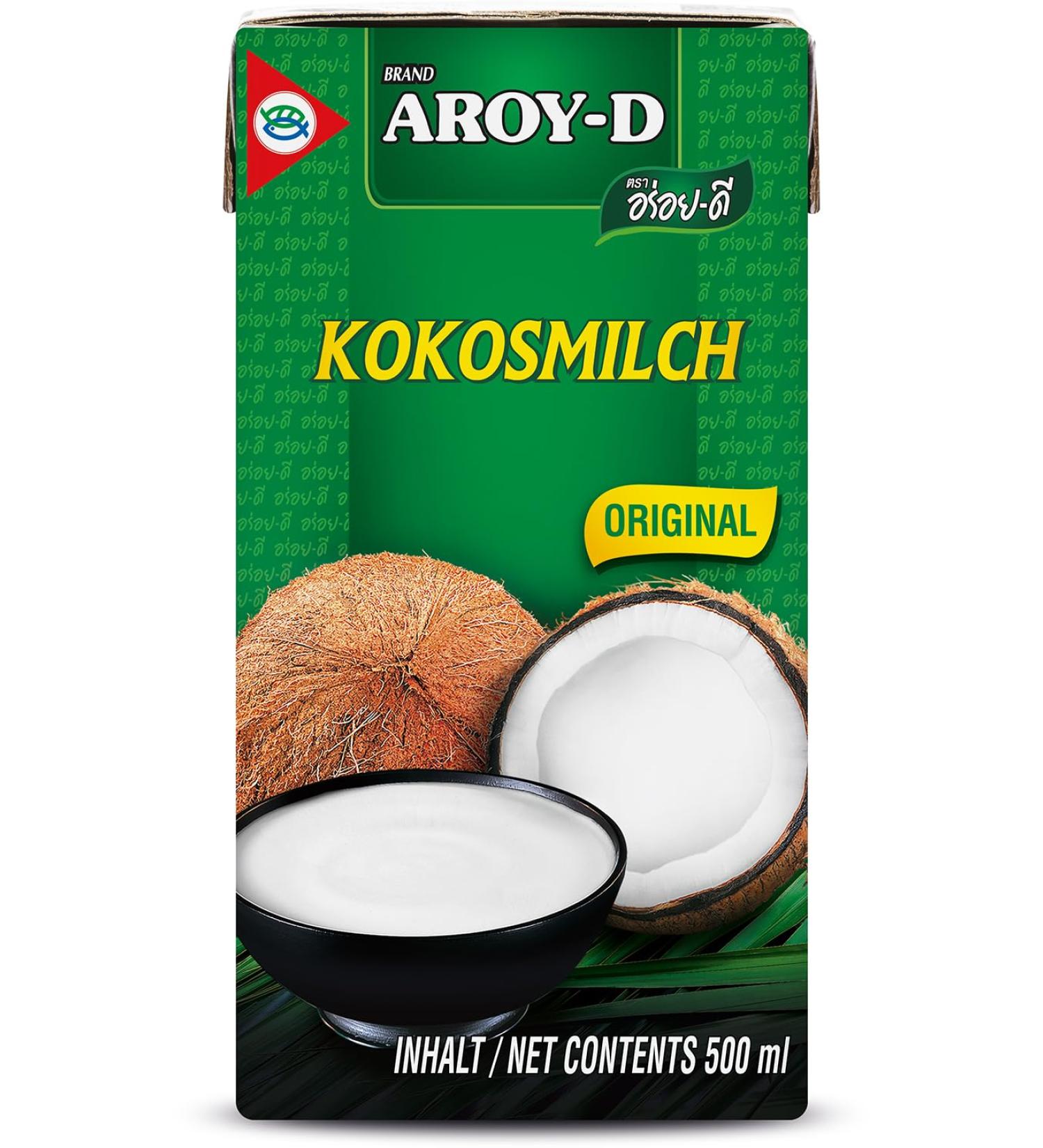 Aroy-D Coconut Milk Coconut milk for cooking and baking Ideal for desserts soups smoothies and cocktails 1 x 500 ml