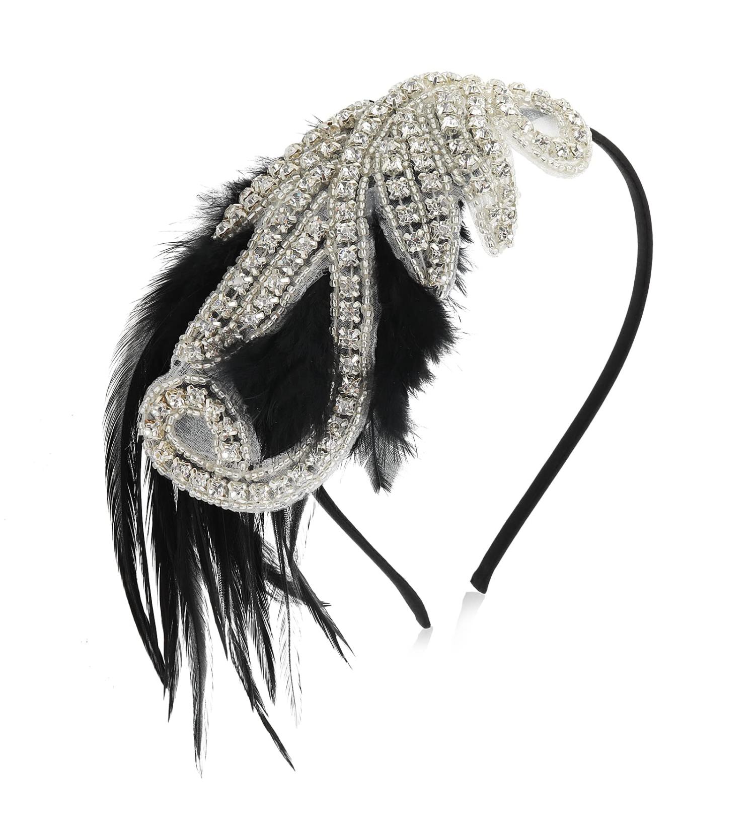 WLLHYF 1920s Flapper Headband - Vintage Rhinestone Hairband for Women & Girls (Silver) - Buy Online on SooperMarket.com