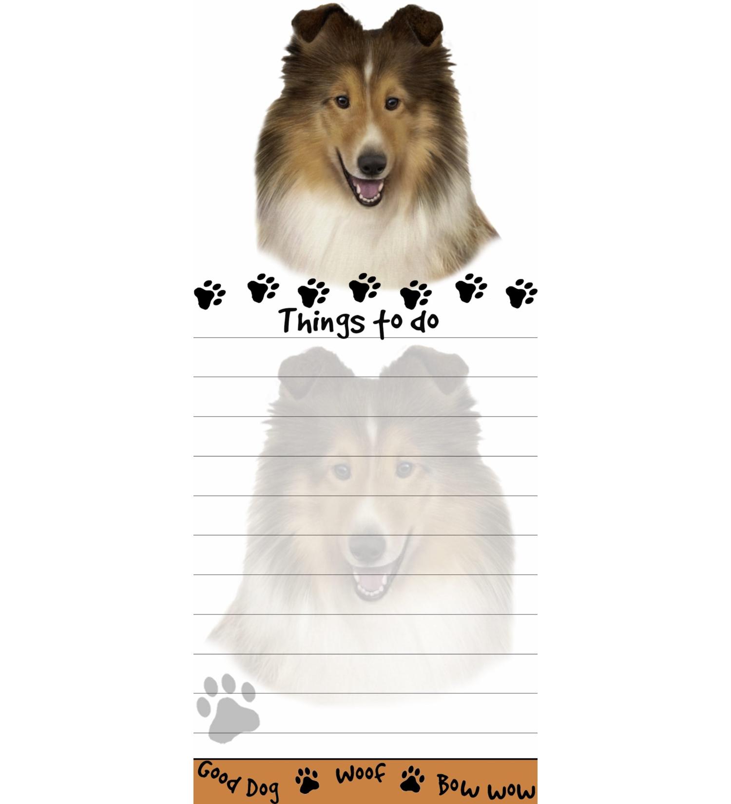 "Sheltie Magnetic List Pads" Uniquely Shaped Sticky Notepad Measures 8.5 by 3.5 Inches