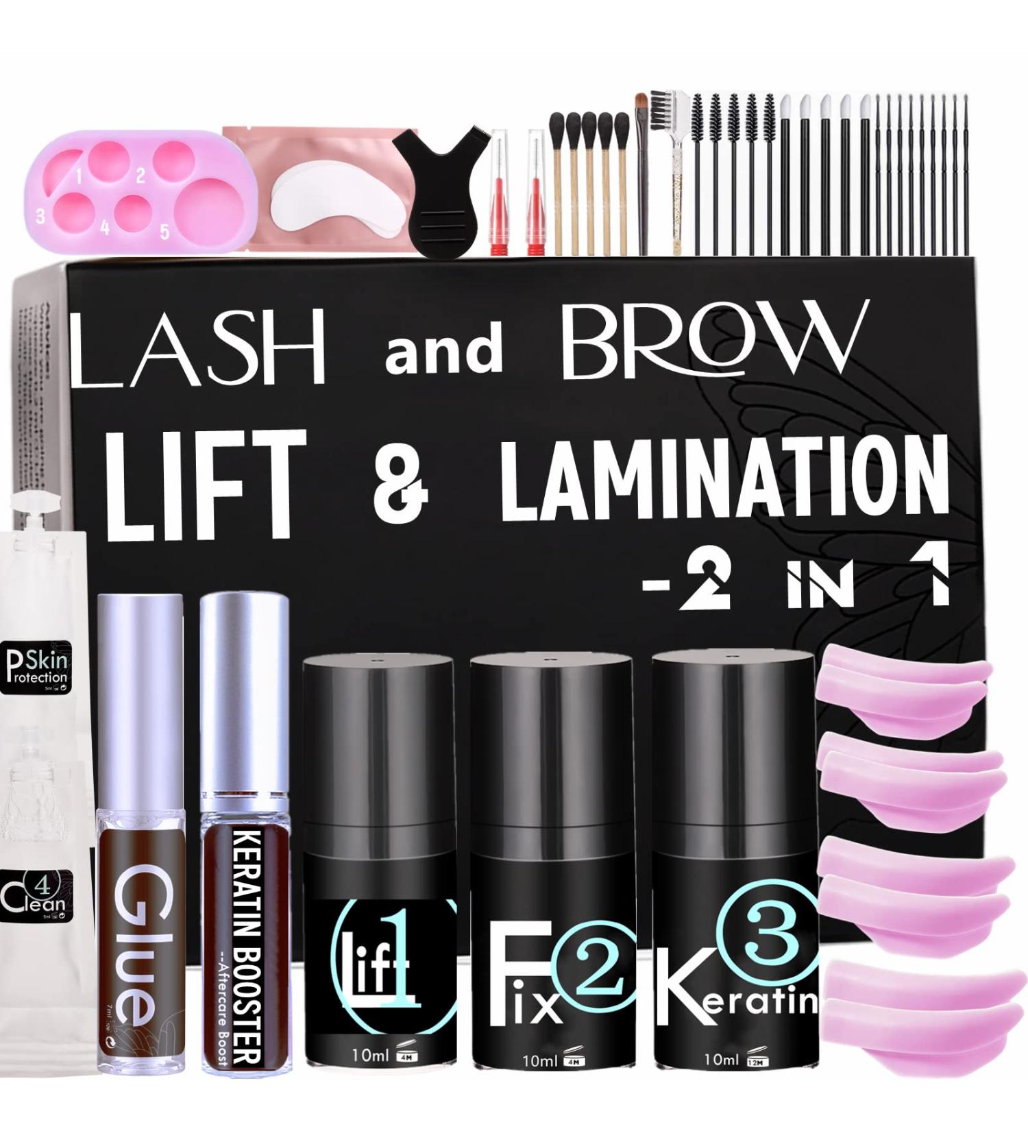 Lash Lift & Brow Lamination Kit - DIY Eyelash Perm with 10ml Airless Pump | Easy At-Home Use | 15+ Applications | Lasts 6 Weeks | 8pc Set - Buy Online on SooperMarket.com