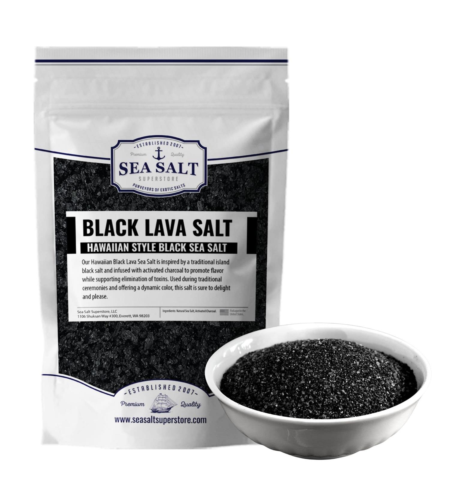 Hawaiian Black Lava Sea Salt - 14 oz Bag | Sal Negra for Cooking & Cocktails | Sea Salt Superstore - Buy Online on SooperMarket.com