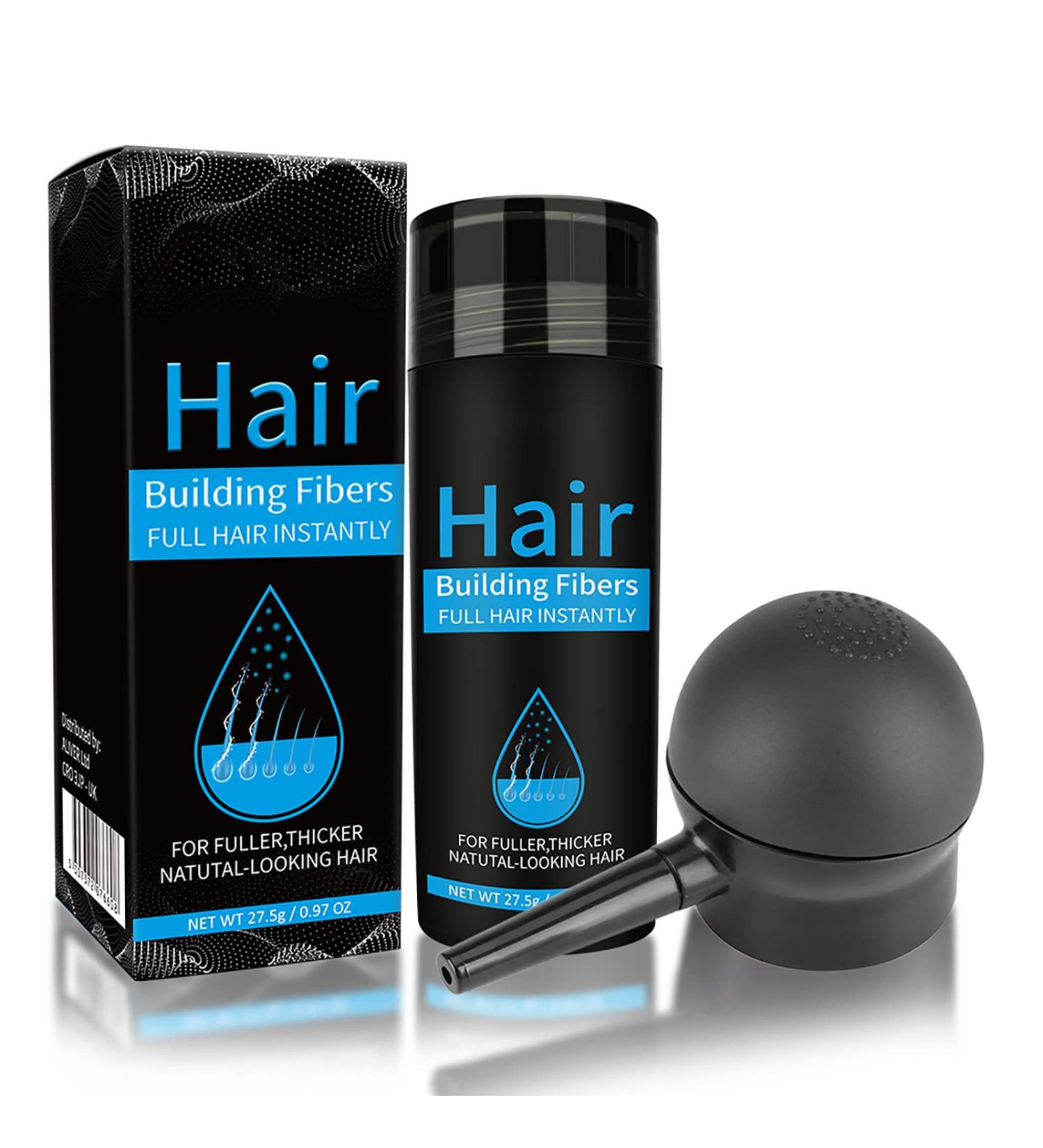 Waterproof Hair Fibers Powder for Thinning Hair & Hair Loss - Dark Brown - Instant Thickening with Spray Applicator for Men & Women - Bald Spots Filler - Undetectable & Long-Lasting Results - Buy Online on SooperMarket.com