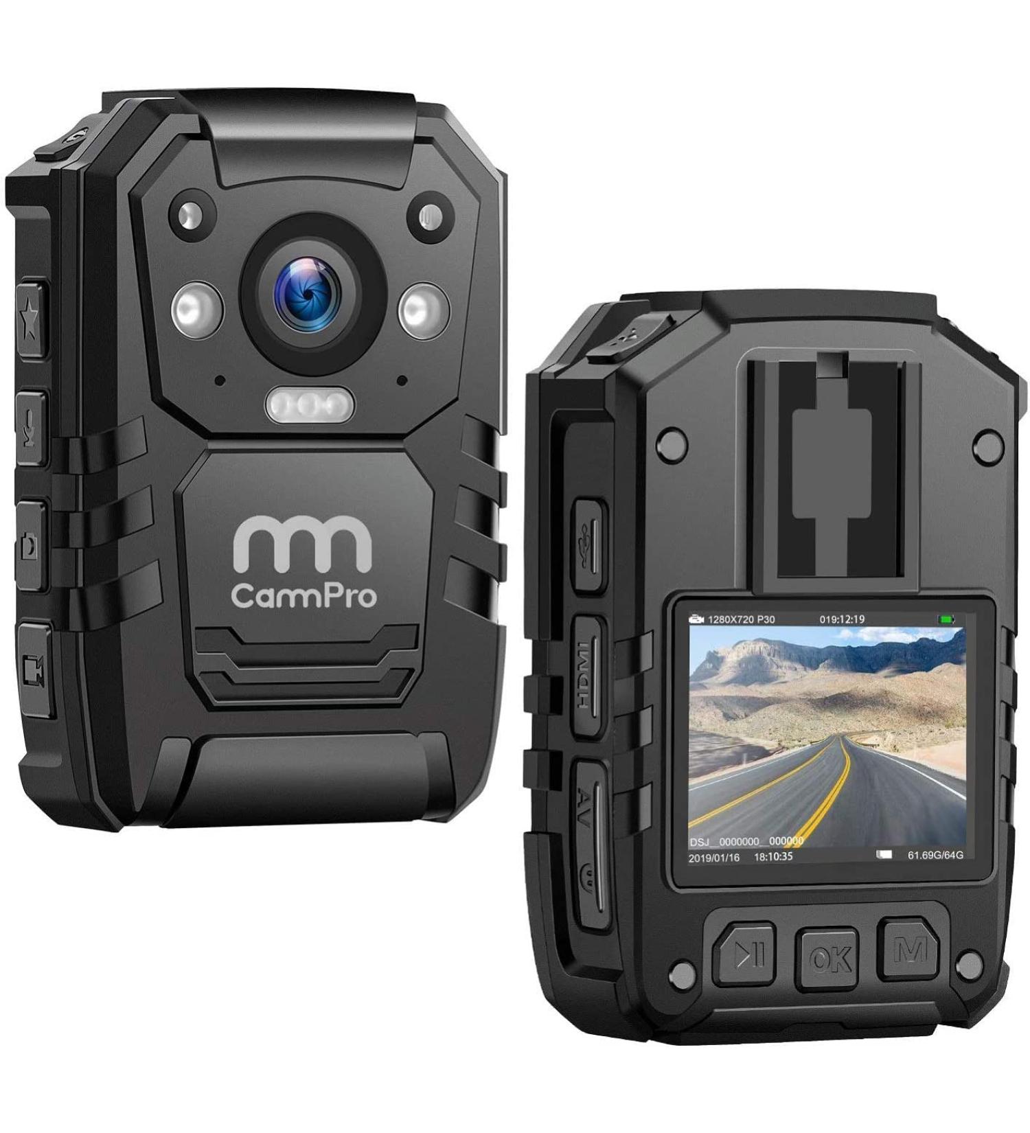 CammPro 1440P Police Body Camera 128G Memory | Body Worn Camera with Audio Recording, Night Vision, GPS | Law Enforcement - Buy Online on SooperMarket.com