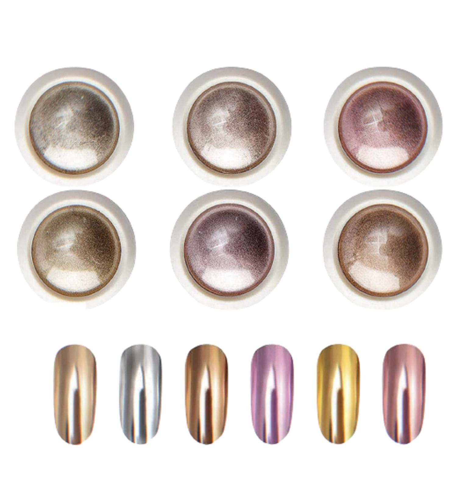 Chrome Nail Powder - 6 Boxes Magic Mirror Effect Rose Gold Holographic Glitter Powder for Nail Art Decorations - Buy Online on SooperMarket.com