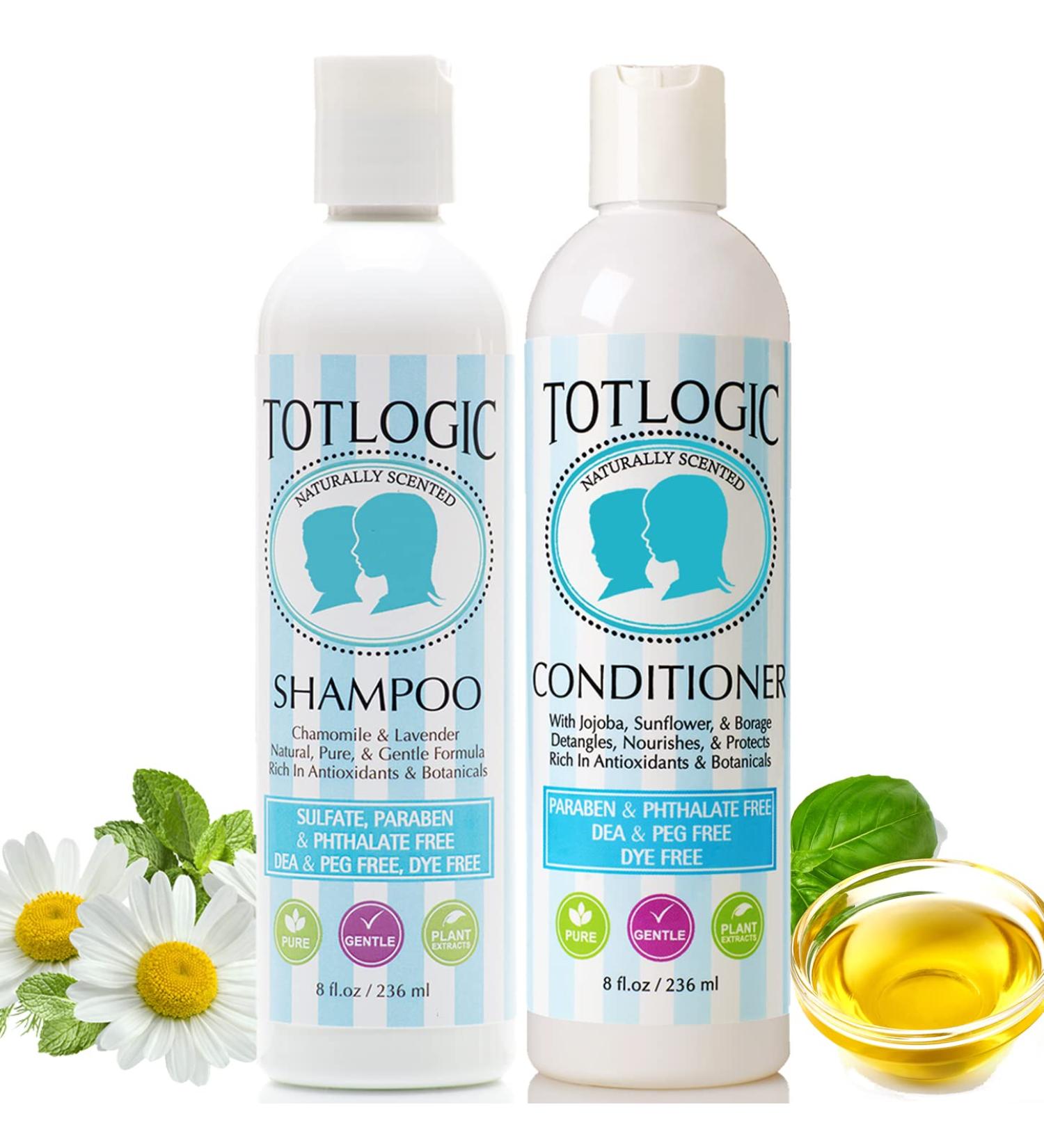 TotLogic Kids Shampoo & Conditioner Set - Sulfate, Paraben, and Phthalate Free - Plant Based Natural Formulas - Gentle, Hypoallergenic & Non-Toxic - Scented with Essential Oils - Buy Online on SooperMarket.com