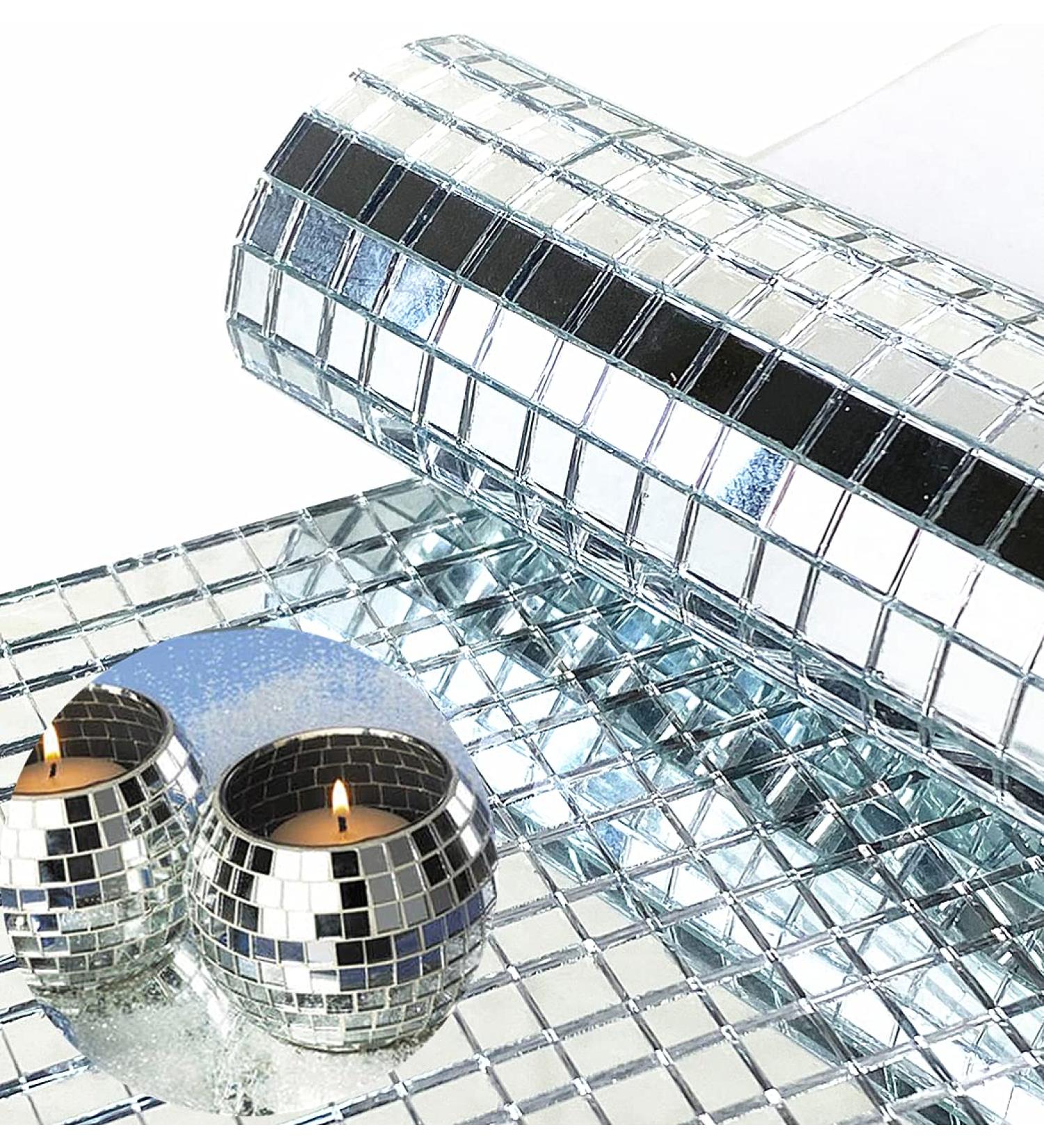 REDODEDO Real Glass Silver Mirrors Mosaic Tiles Sticker - 3600pcs Self Adhesive Craft Tiles 5mm by 5mm - Buy Online on SooperMarket.com