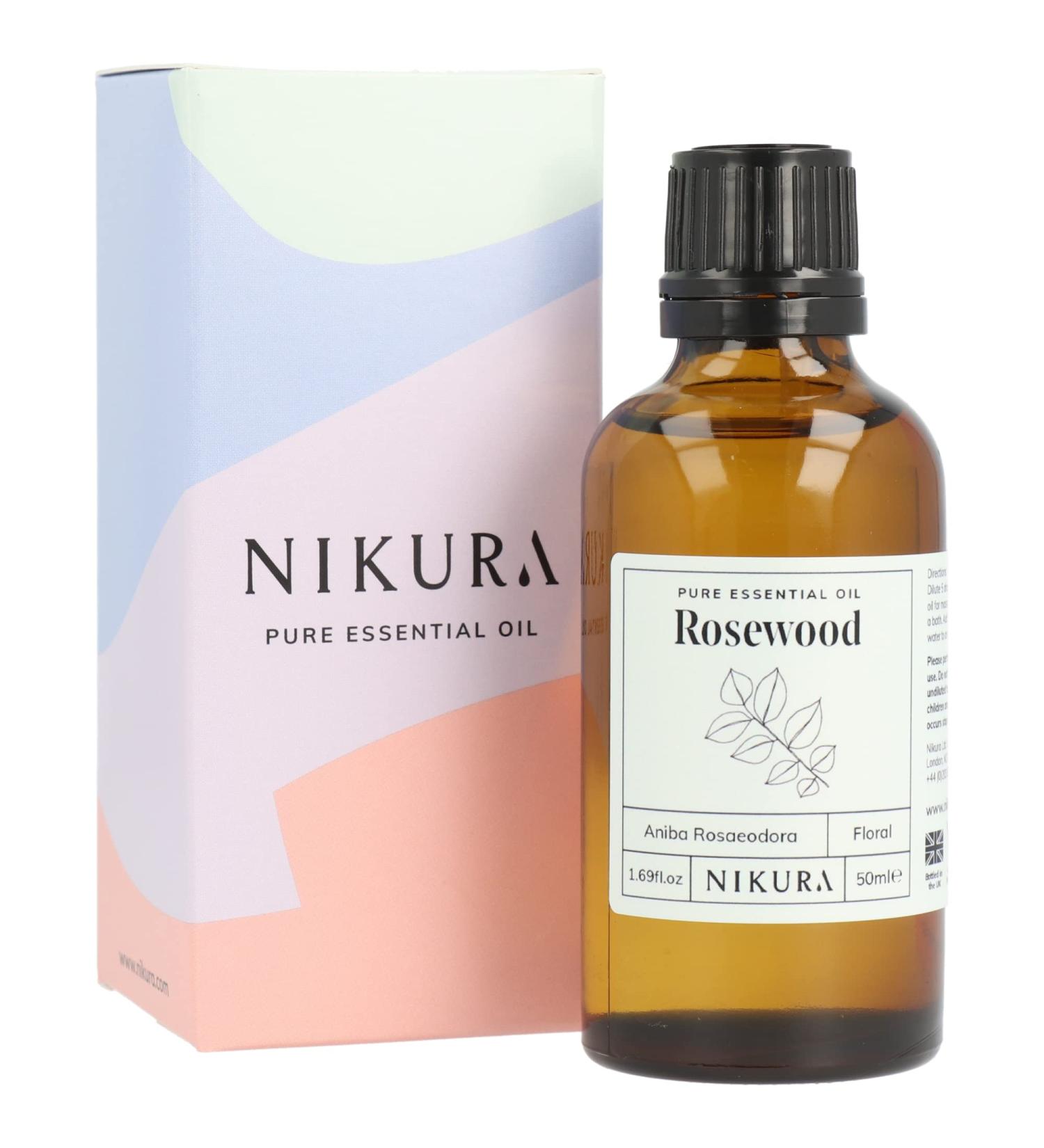 Nikura Rosewood Essential Oil 50ml - 100% Pure Natural Oil for Clean Home and Self Care | Vegan & UK Made - Buy Online on SooperMarket.com