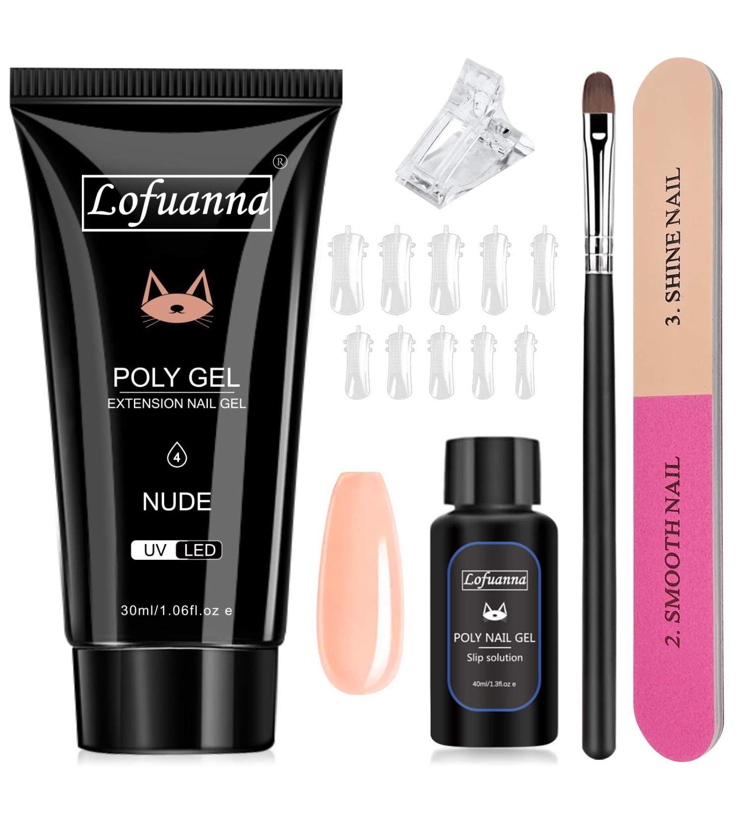 Poly Gel Nail Kit for Beginners | Nail Extension Starter Set with 40ML Poly Gel and Slip Solution | Nude Color | Gifts for Women | Full Set - Buy Online on SooperMarket.com