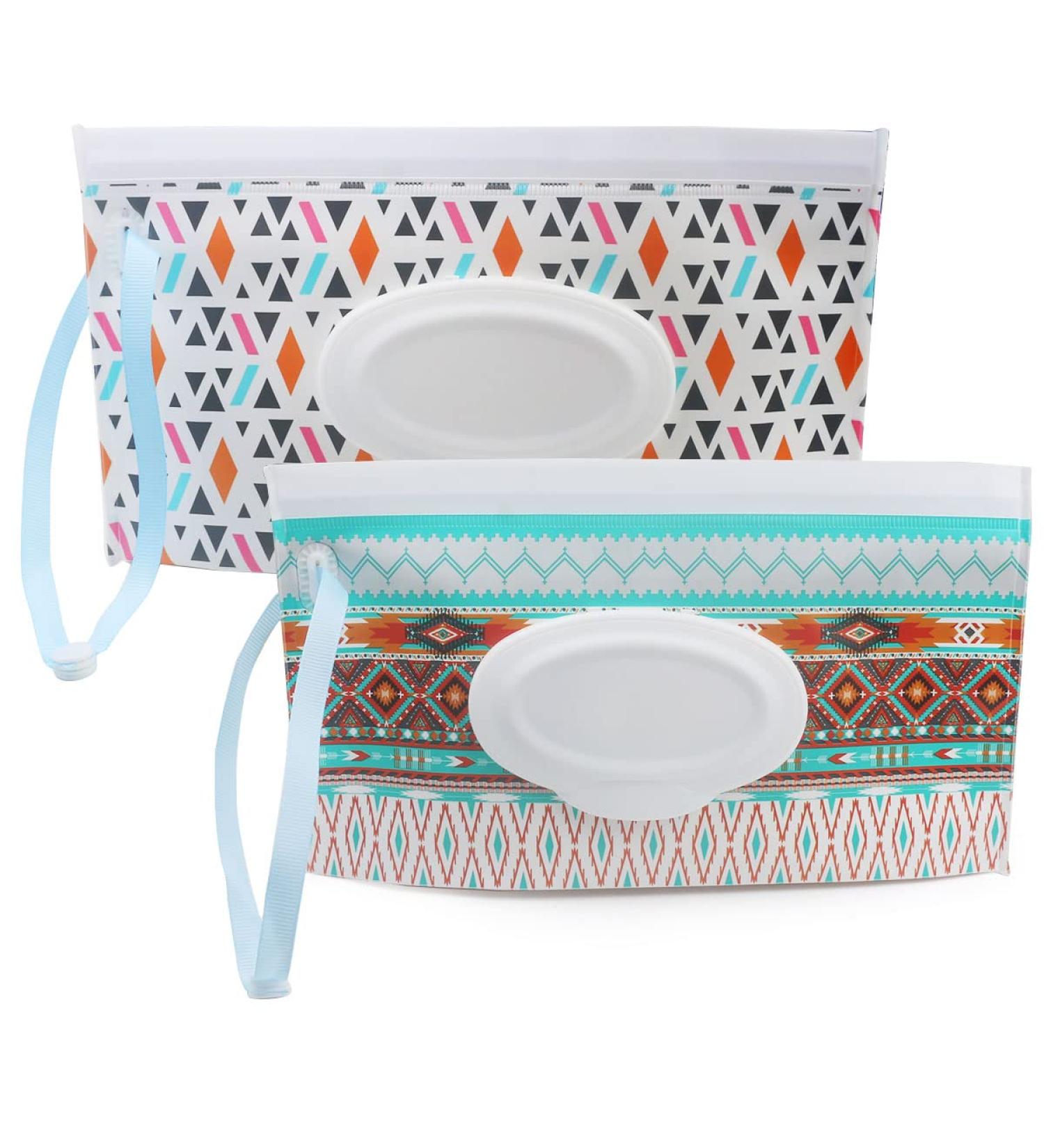 Portable Baby Wipe Dispenser | Refillable & Reusable Travel Wet Wipe Pouch (2 Pack) - Buy Online on SooperMarket.com