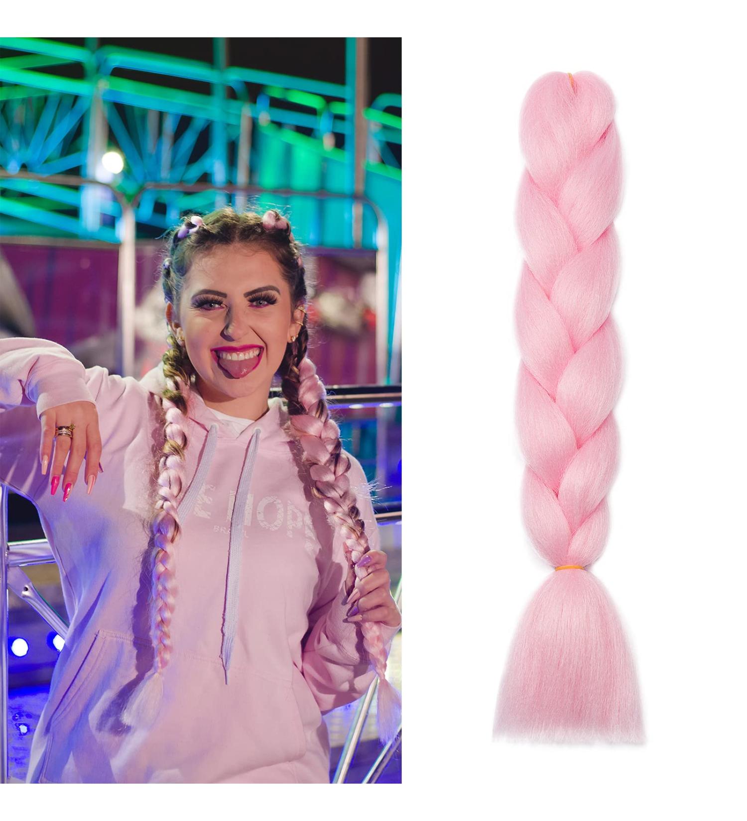 Shop Gairyan Jumbo Braids Extensions - 60cm Ombre Pink Synthetic Braiding Hair for Box Crochet Braids | 100g Single-Braid Hair - Buy Online on SooperMarket.com