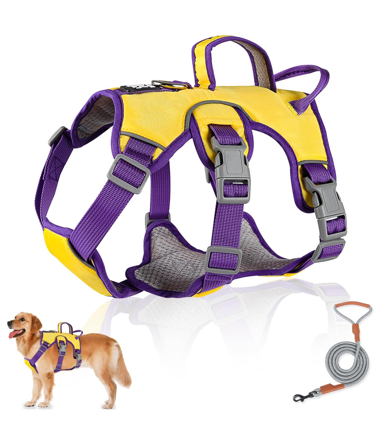 Multi-Purpose Dog Harness for All Sizes - Secure Anti-Pull with Leash - Yellow (M) - Shop Now! - Buy Online on SooperMarket.com