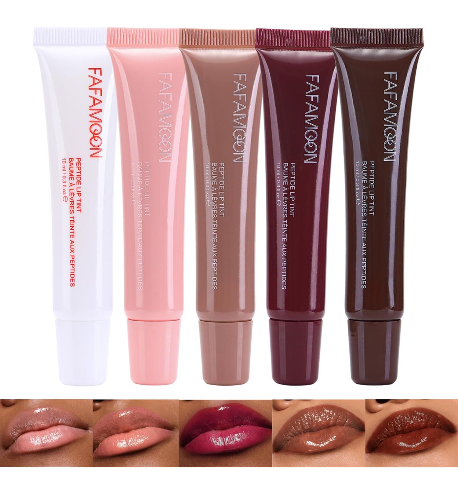 5 Colors Hydrating Lip Glow Oil - Moisturizing Tinted Gloss for Plump Soft Lips | International Shipping Available - Buy Online on SooperMarket.com