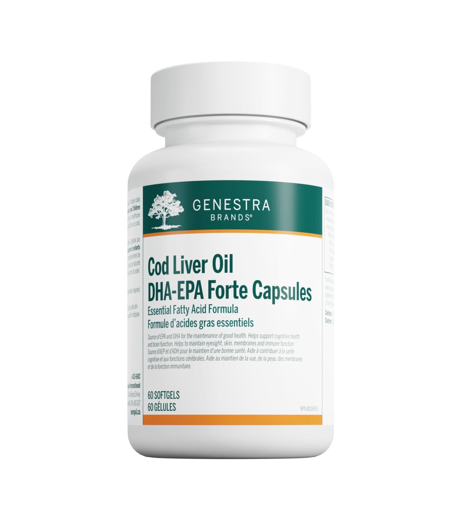 Genestra Brands - Cod Liver Oil DHA/EPA Forte Capsules - Blend of DHA EPA and Vitamins A and D - 60 Softgel Capsules - Buy Online on SooperMarket.com