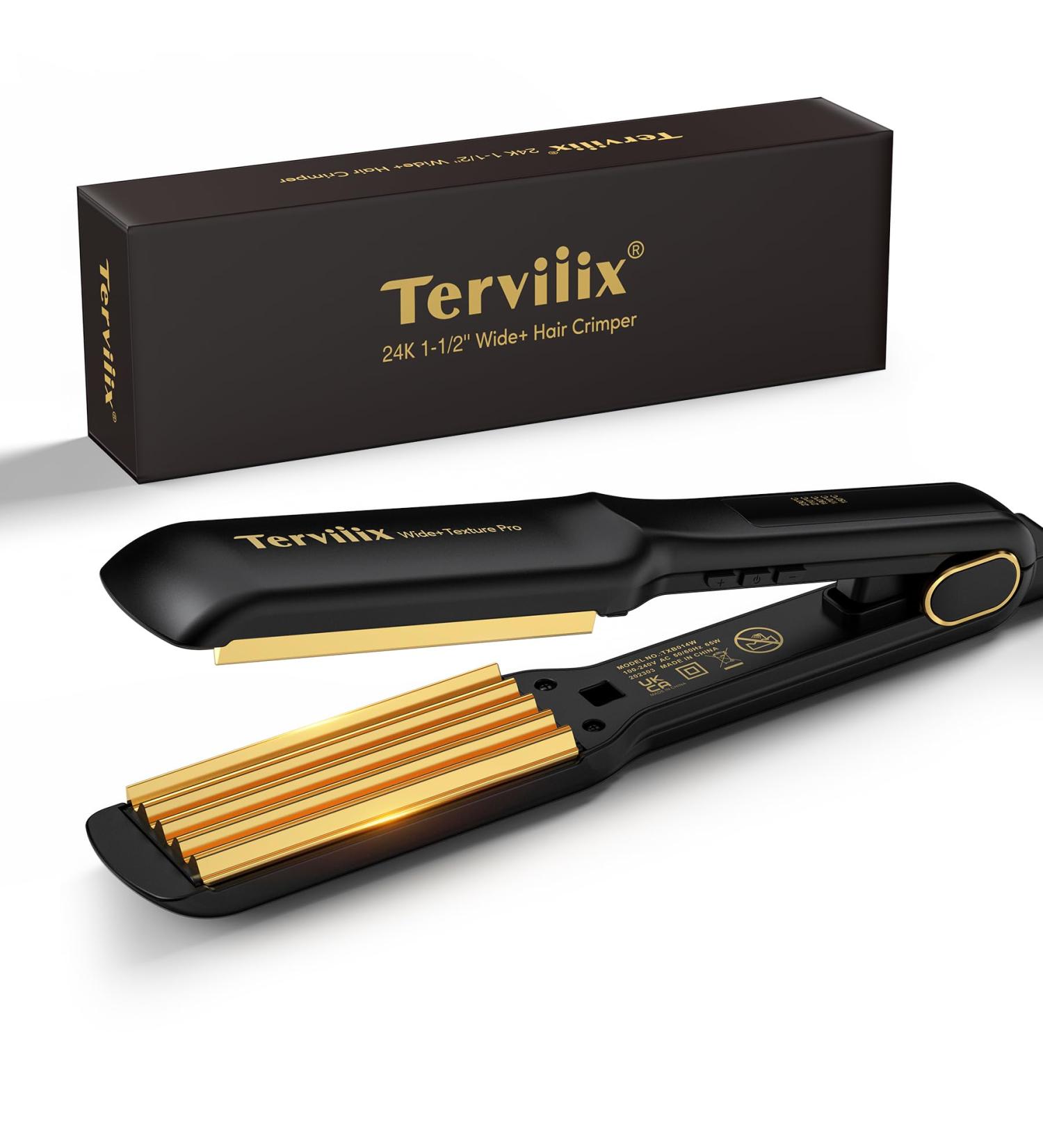 Terviiix 24K Titanium Wide Hair Crimper Crimping Iron for Hair Crimper Hair Iron for Textured Crimps and Volume Hair Volumizing Iron for Thin Fine Hair Dual Voltage Auto Off 1-1/2 Inch 1 1/2'' - Buy Online on SooperMarket.com