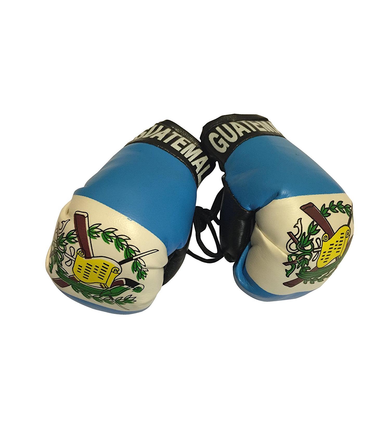 Flag Mini Small Boxing Gloves to Hang Over Car Automobile Mirror Americas Country: Guatemala 1-Pack